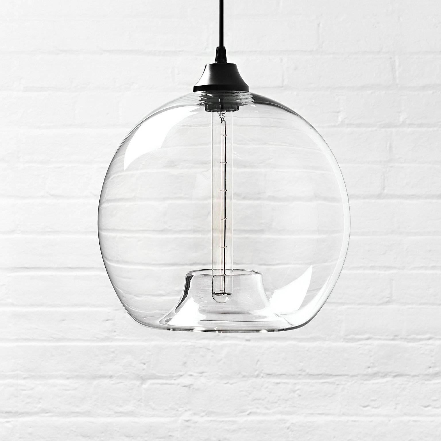 Stamen Gray Handblown Modern Glass Pendant Light, Made in the USA In New Condition For Sale In Beacon, NY