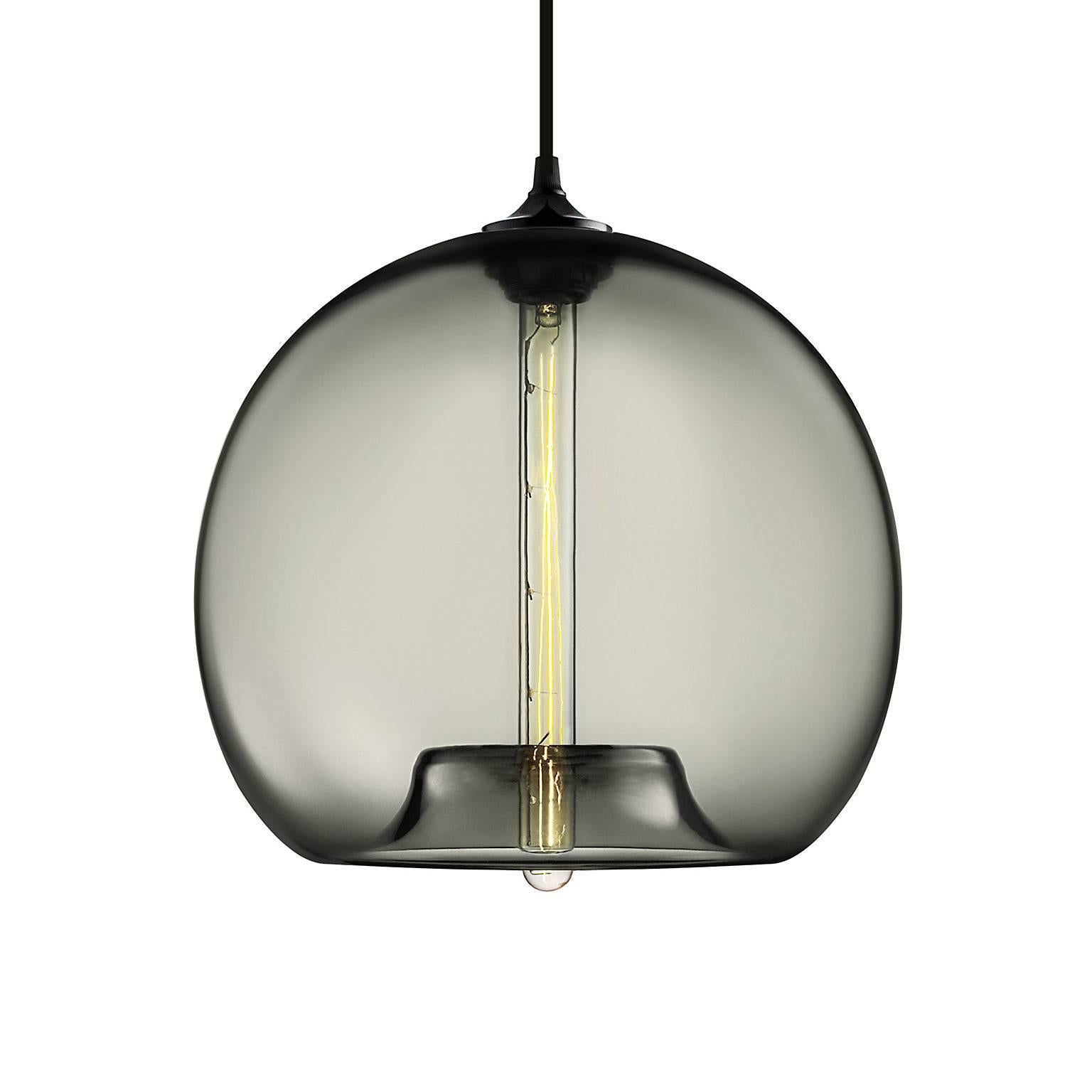 American Stamen Plum Handblown Modern Glass Pendant Light, Made in the USA For Sale