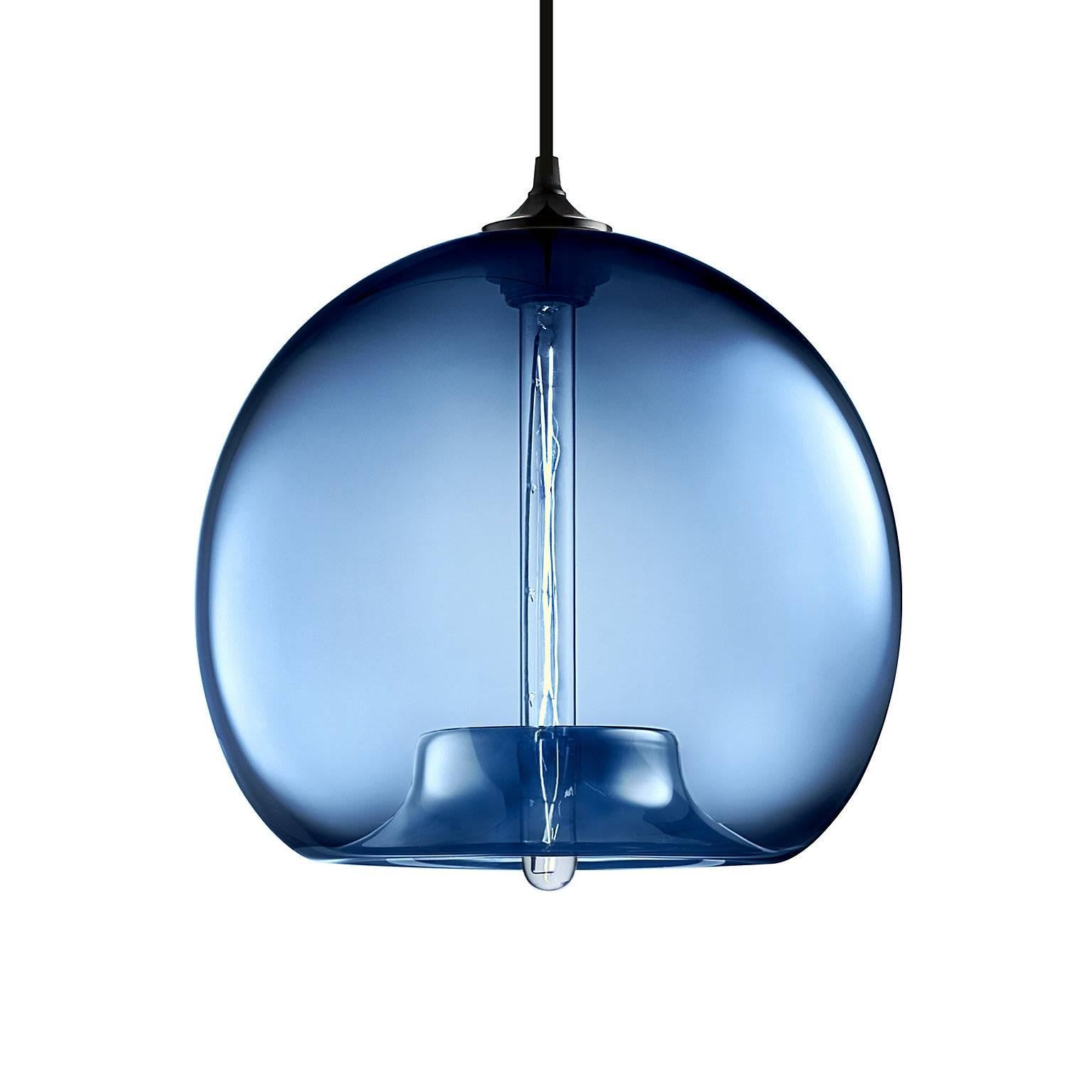 Stamen Plum Handblown Modern Glass Pendant Light, Made in the USA In New Condition For Sale In Beacon, NY