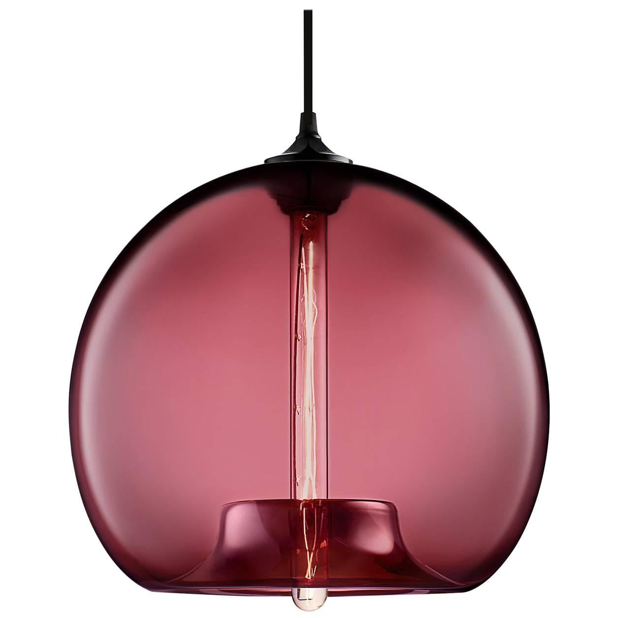 Stamen Plum Handblown Modern Glass Pendant Light, Made in the USA For Sale