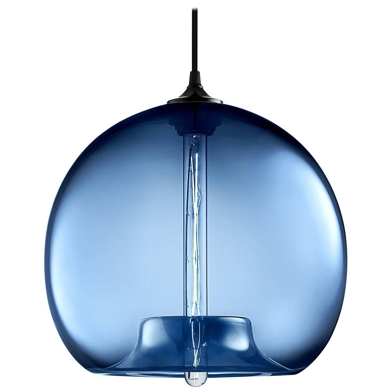 Stamen Sapphire Handblown Modern Glass Pendant Light, Made in the USA