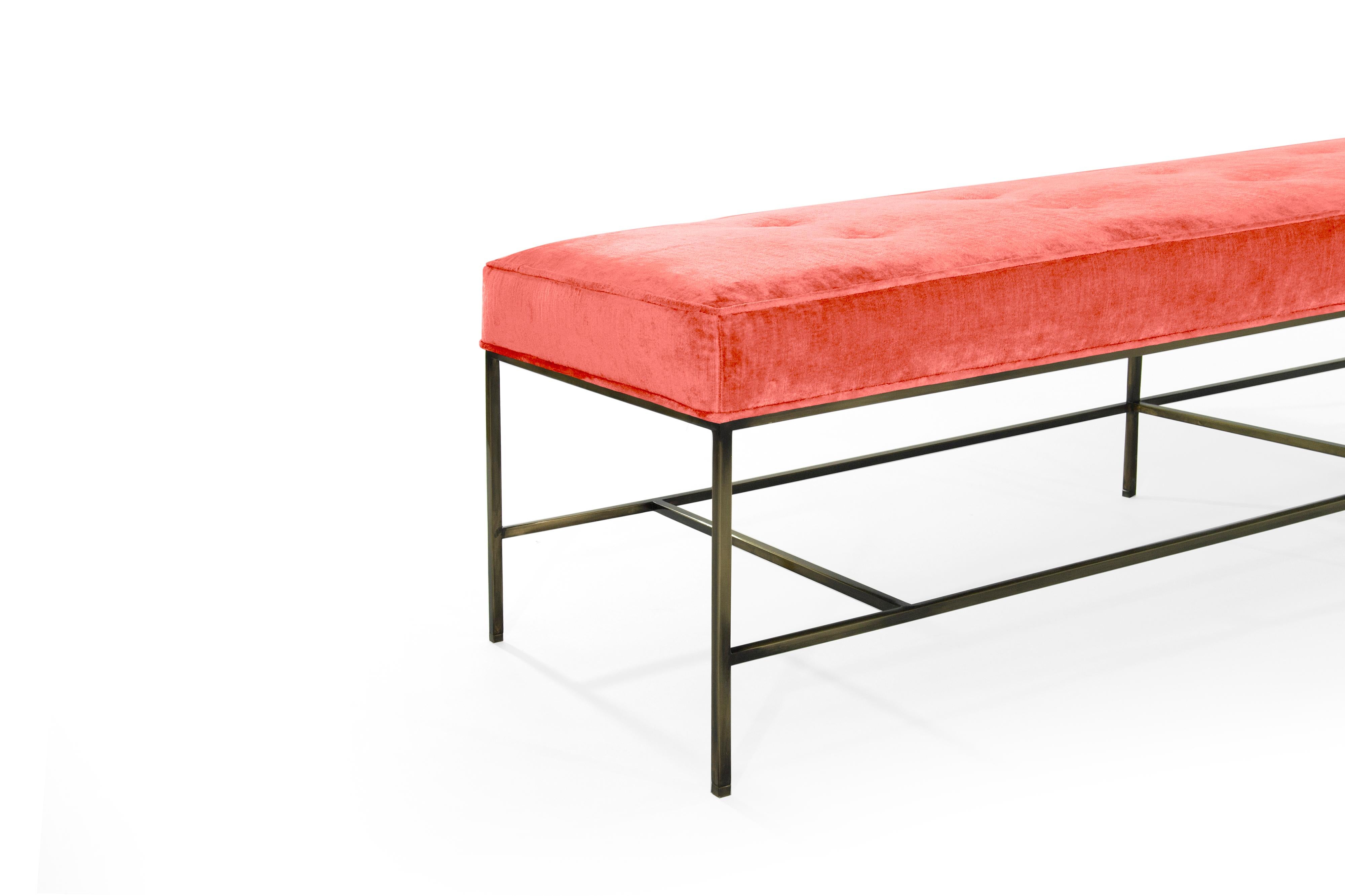 American Stamford Modern's Architectural Bronze Bench in Coral Chenille