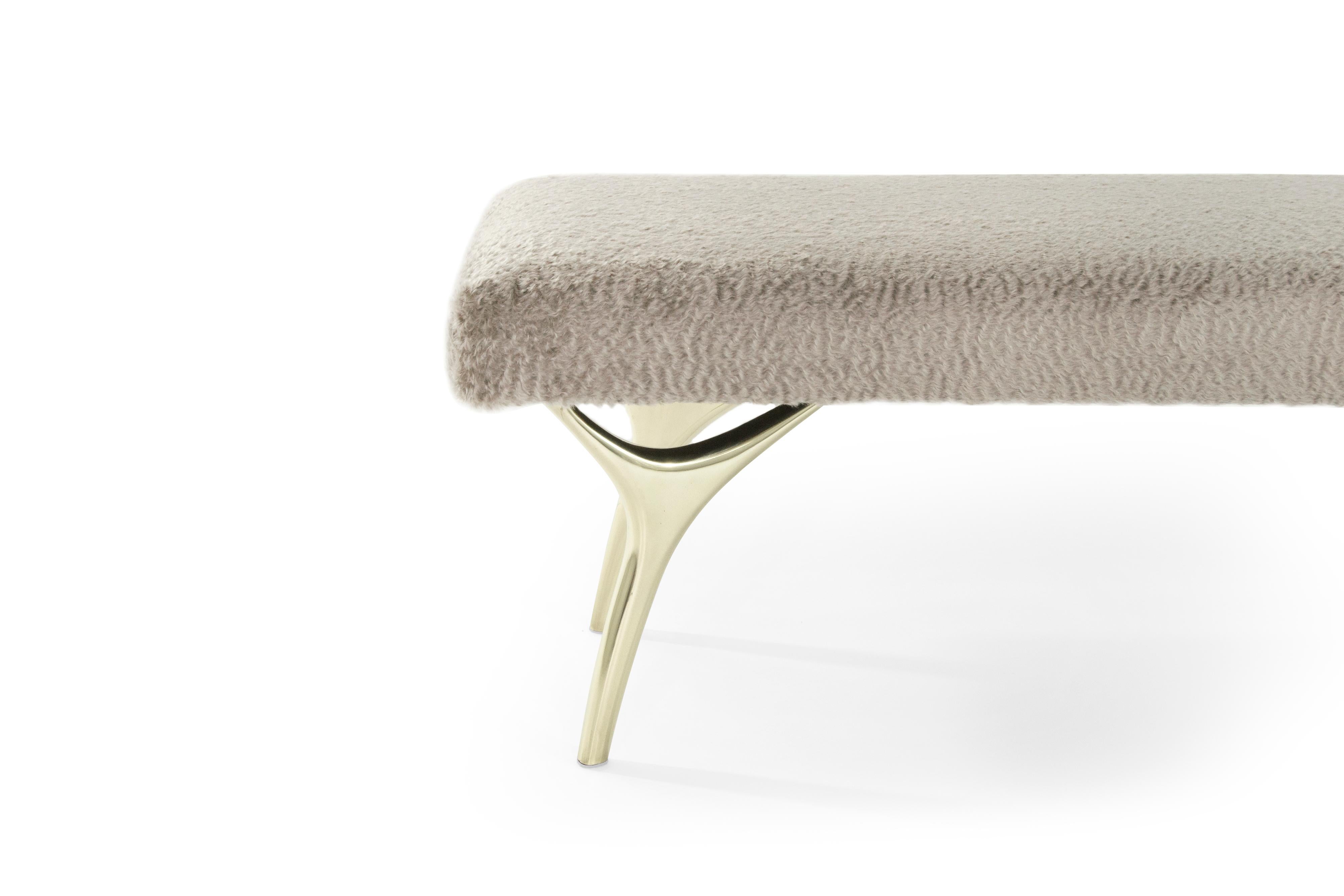 Contemporary Crescent Bench in Brass by Stamford Modern For Sale