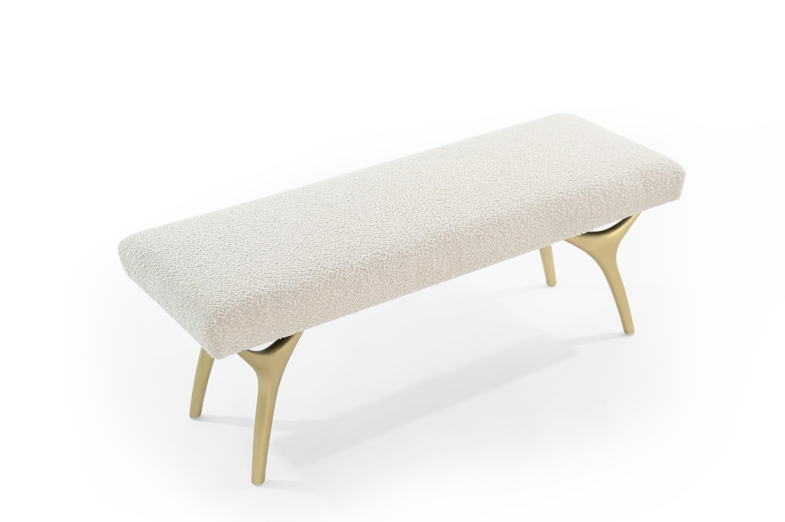 white boucle bench