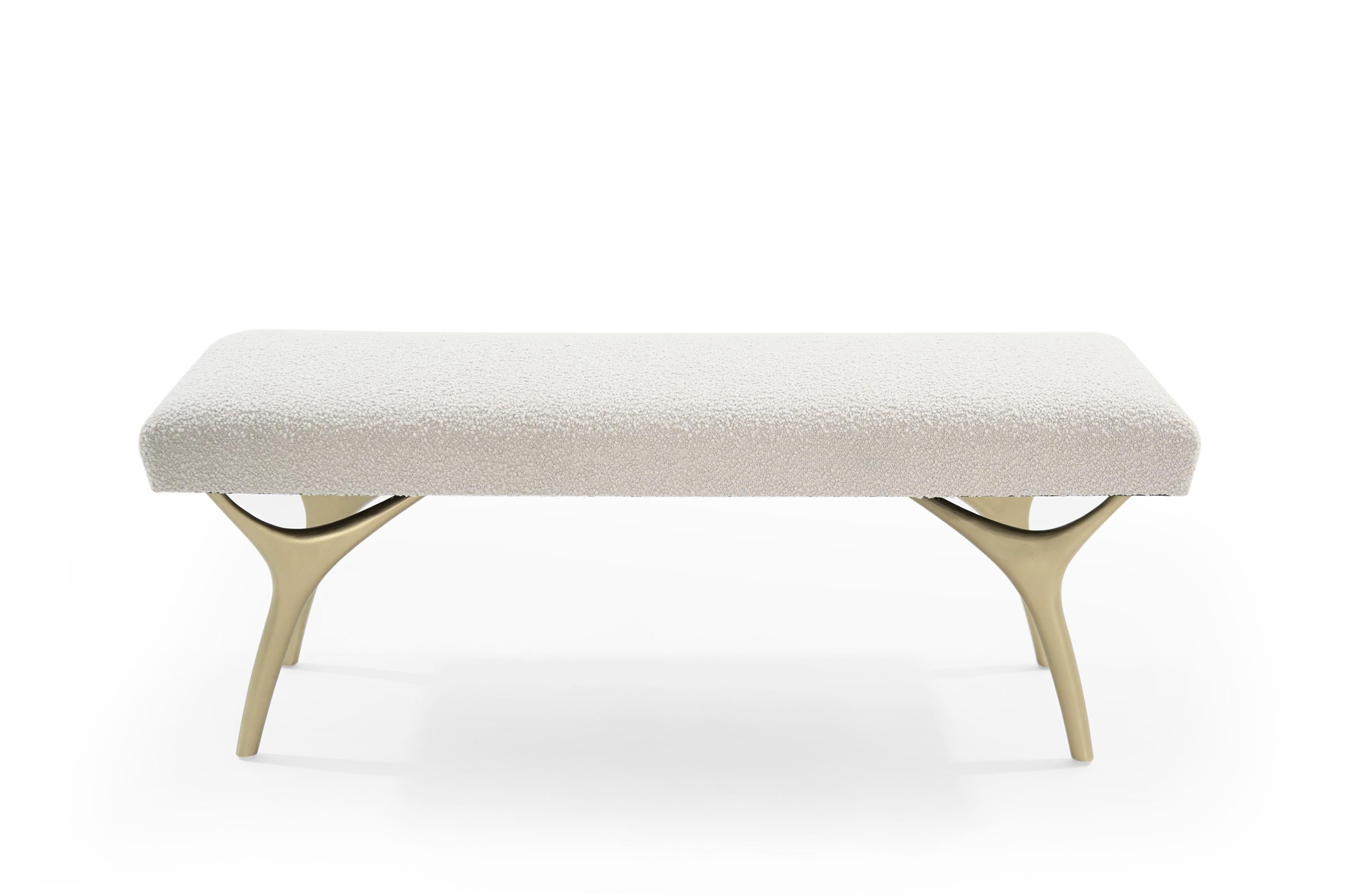 American Crescent Bench in Brushed Brass by Stamford Modern For Sale
