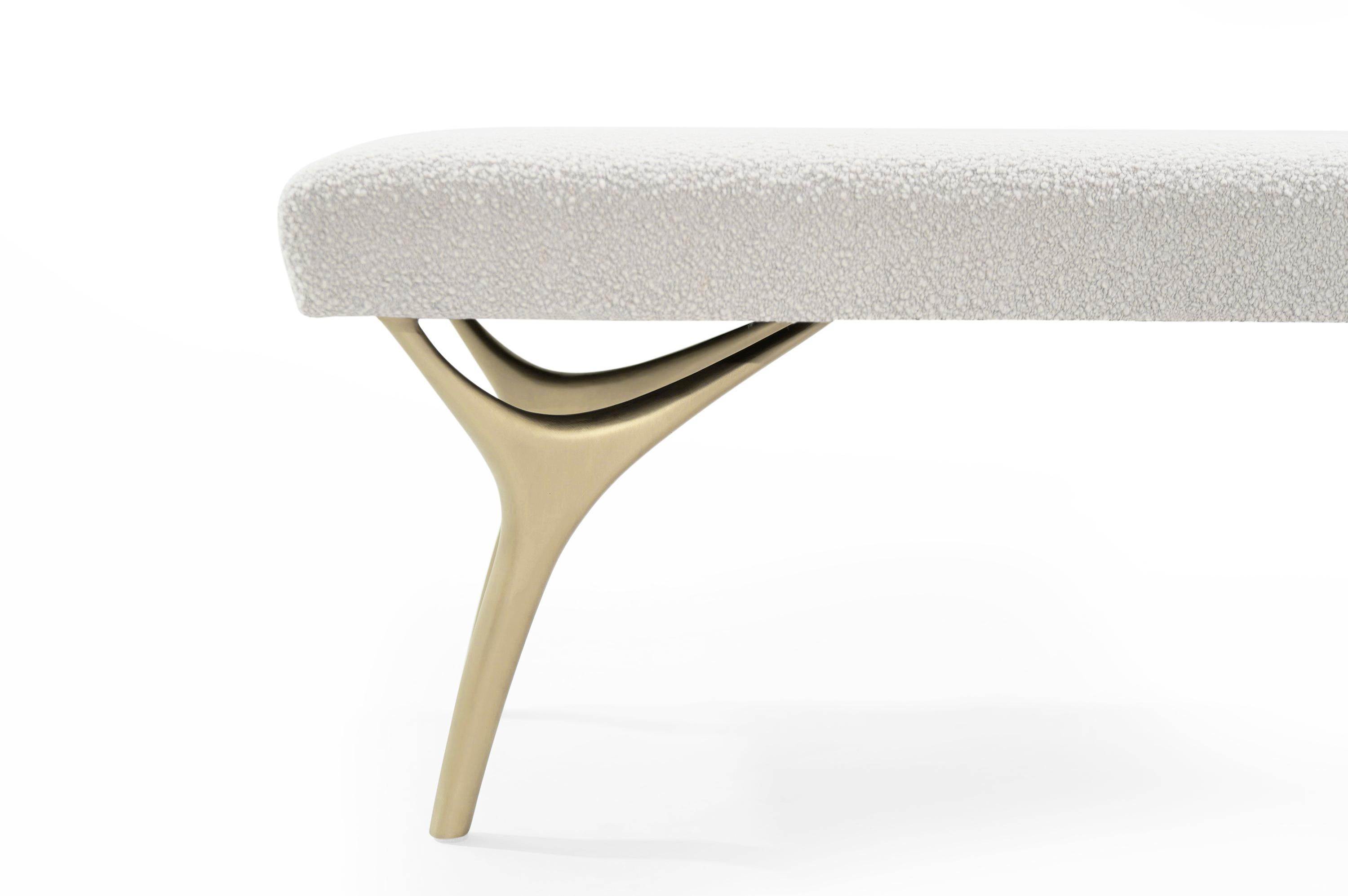 Contemporary Crescent Bench in Brushed Brass by Stamford Modern For Sale