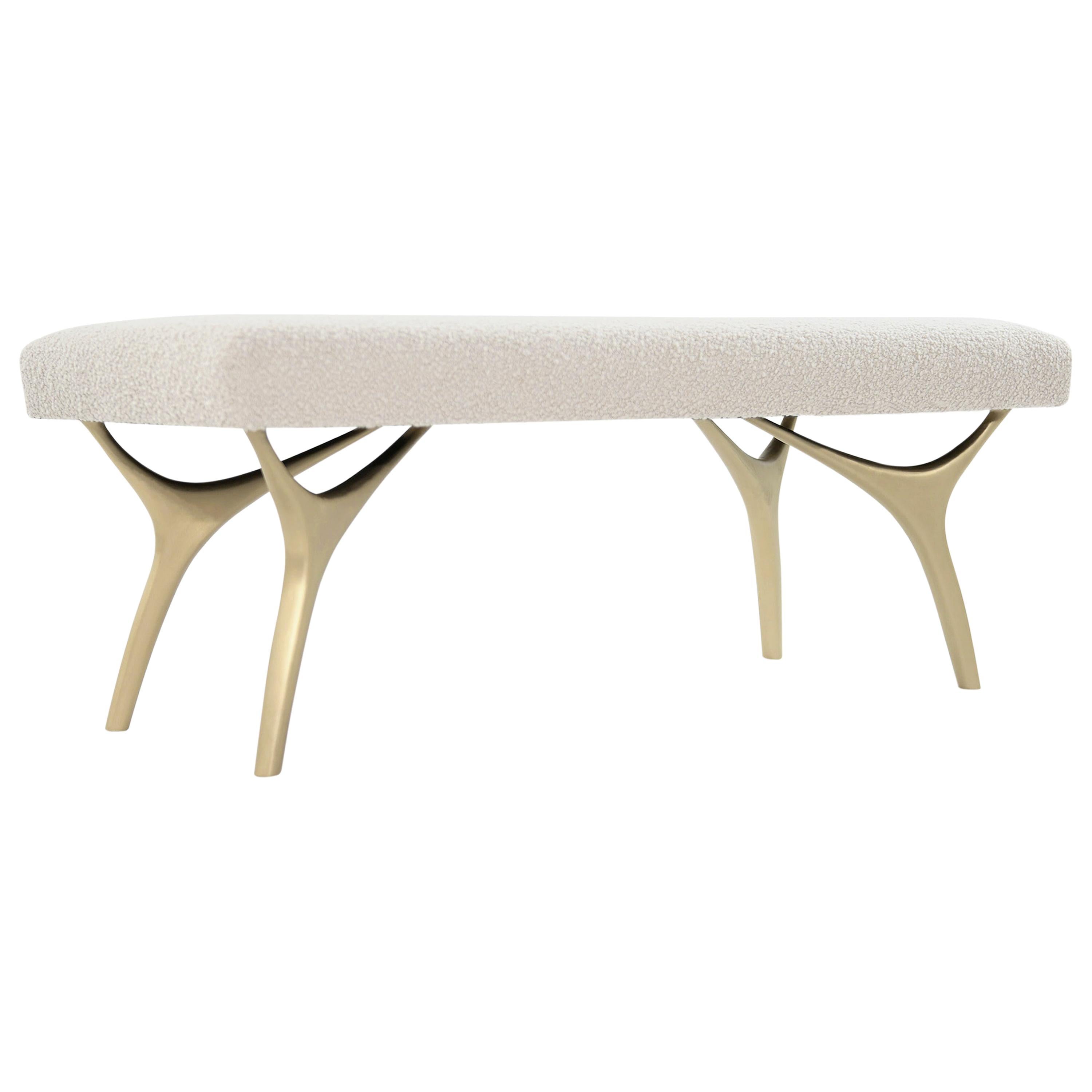 Crescent Bench in Brushed Brass by Stamford Modern