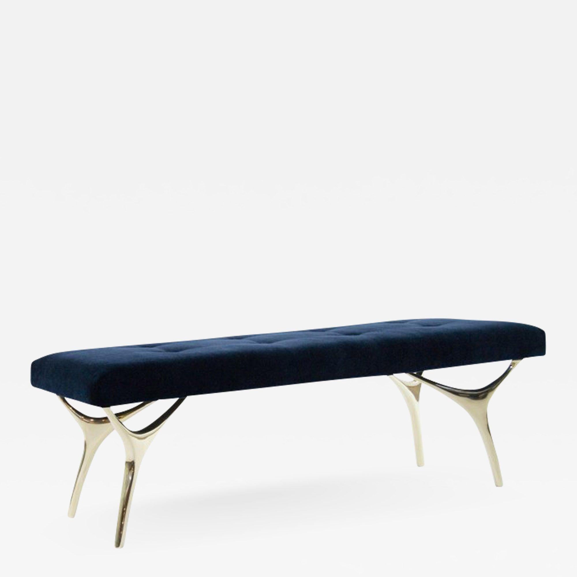 Crescent Bench Polished Brass by Stamford Modern For Sale 1