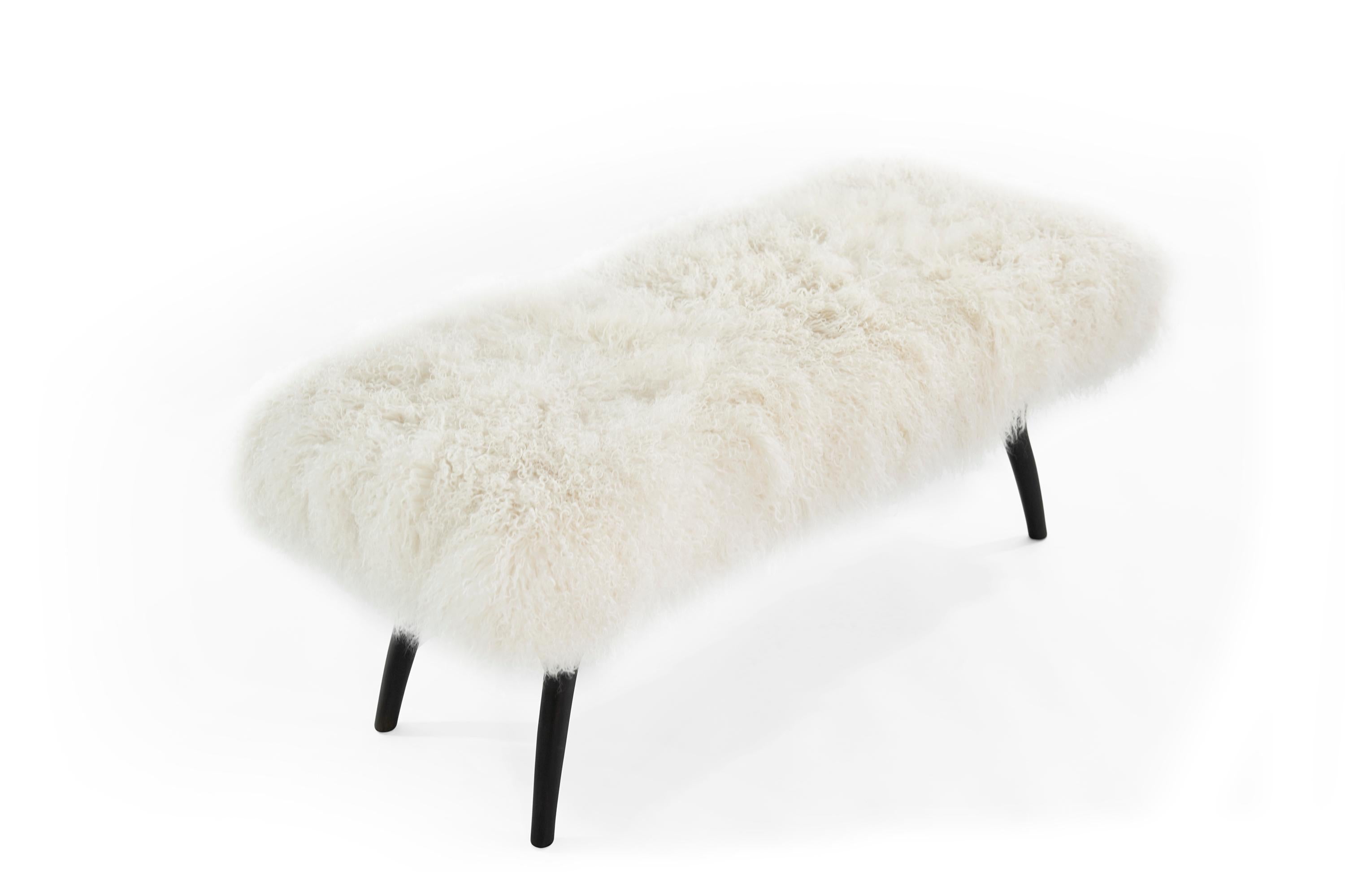 Mid-Century Modern Stamford Modern's Crescent Bench in Mongolian Wool