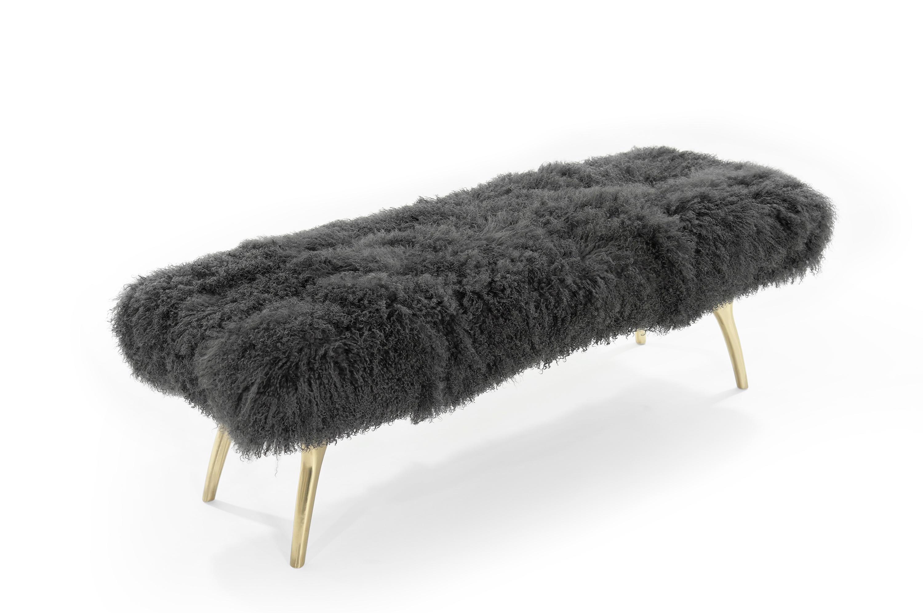 Stamford Modern's Crescent Bench in Mongolian Wool In New Condition In Westport, CT
