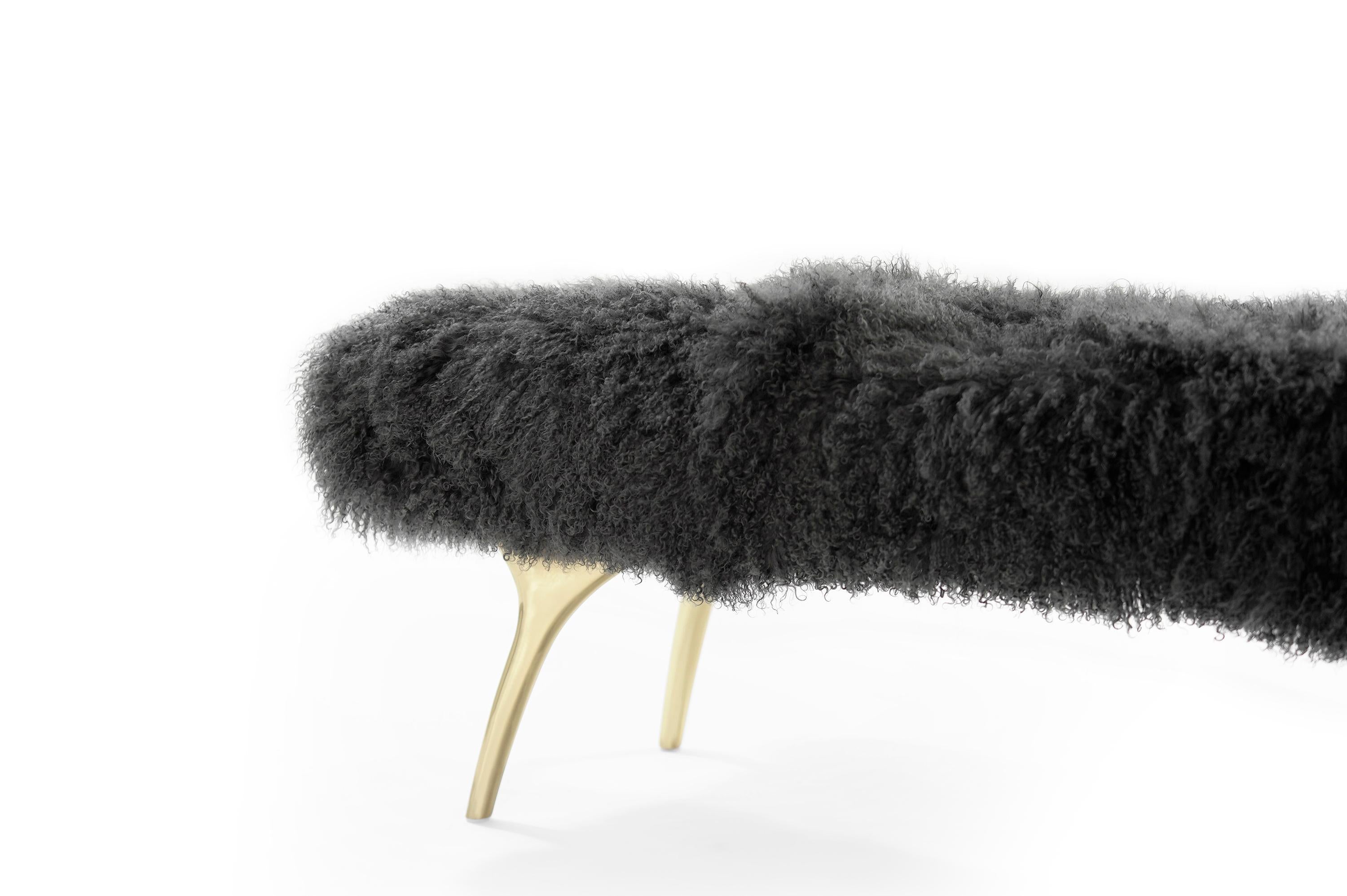 Contemporary Stamford Modern's Crescent Bench in Mongolian Wool