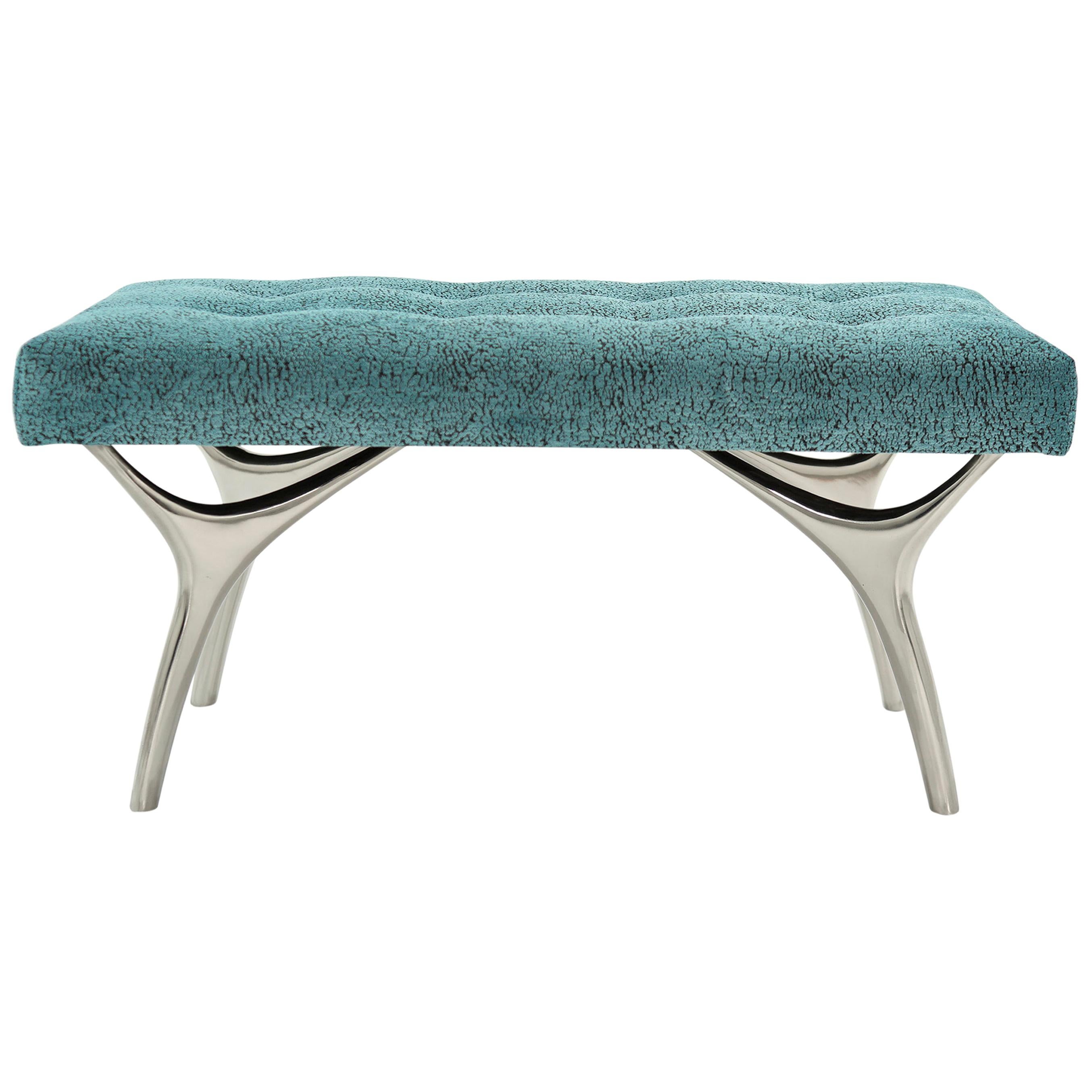 Crescent Bench in Nickel by Stamford Modern For Sale