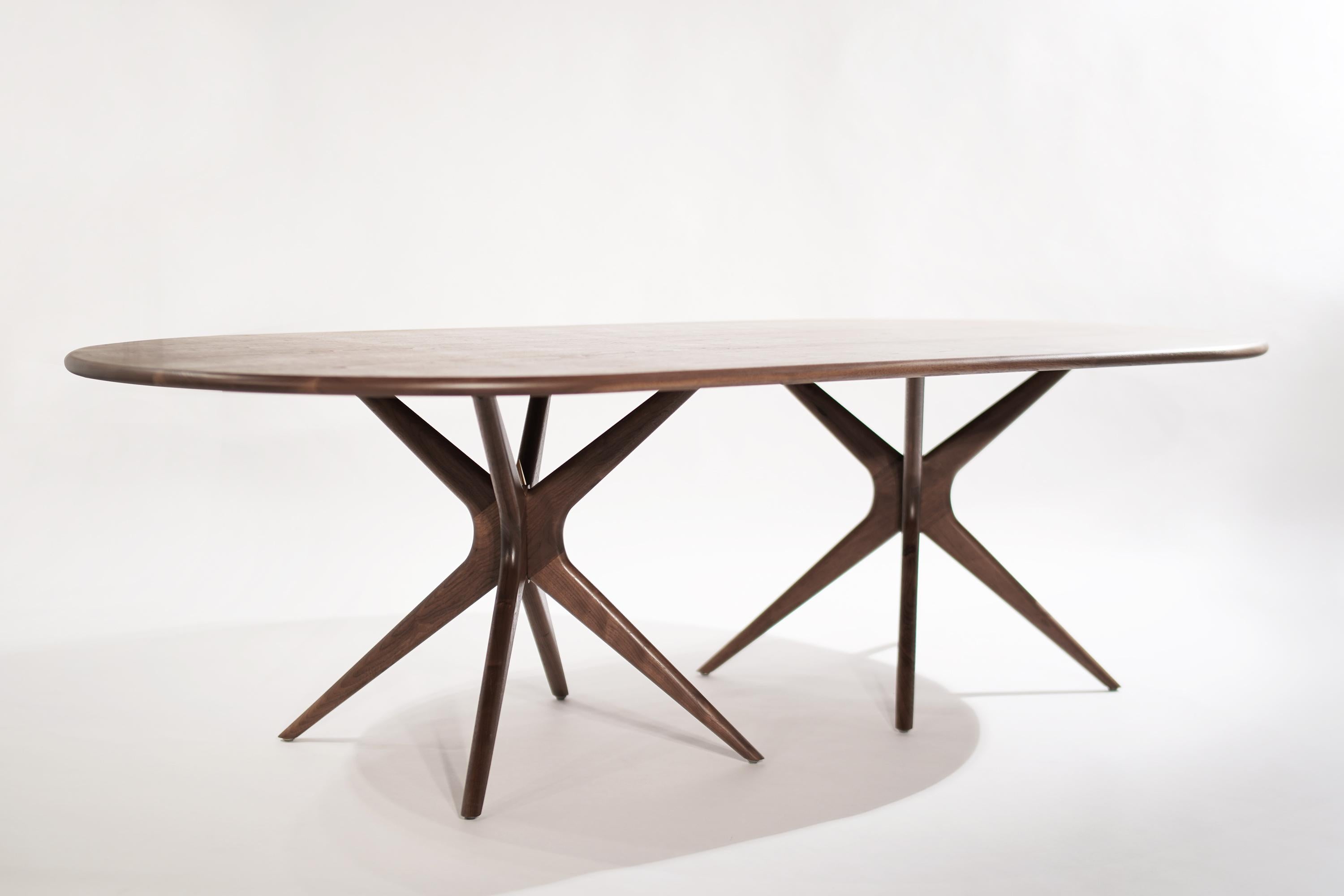 Mid-Century Modern Gazelle Dining Table in Walnut Oval Version by Stamford Modern For Sale