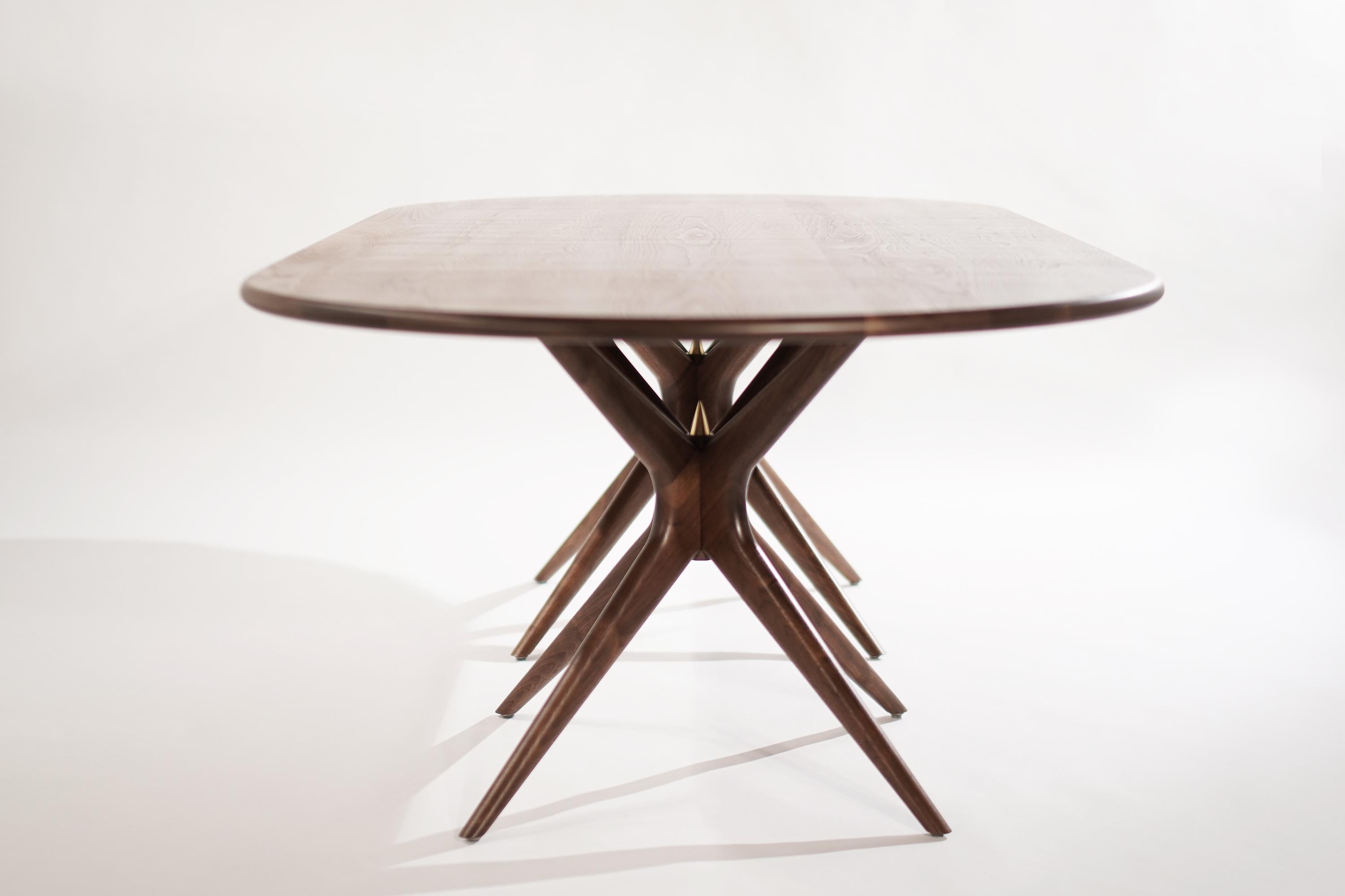 Gazelle Dining Table in Walnut Oval Version by Stamford Modern In New Condition For Sale In Westport, CT