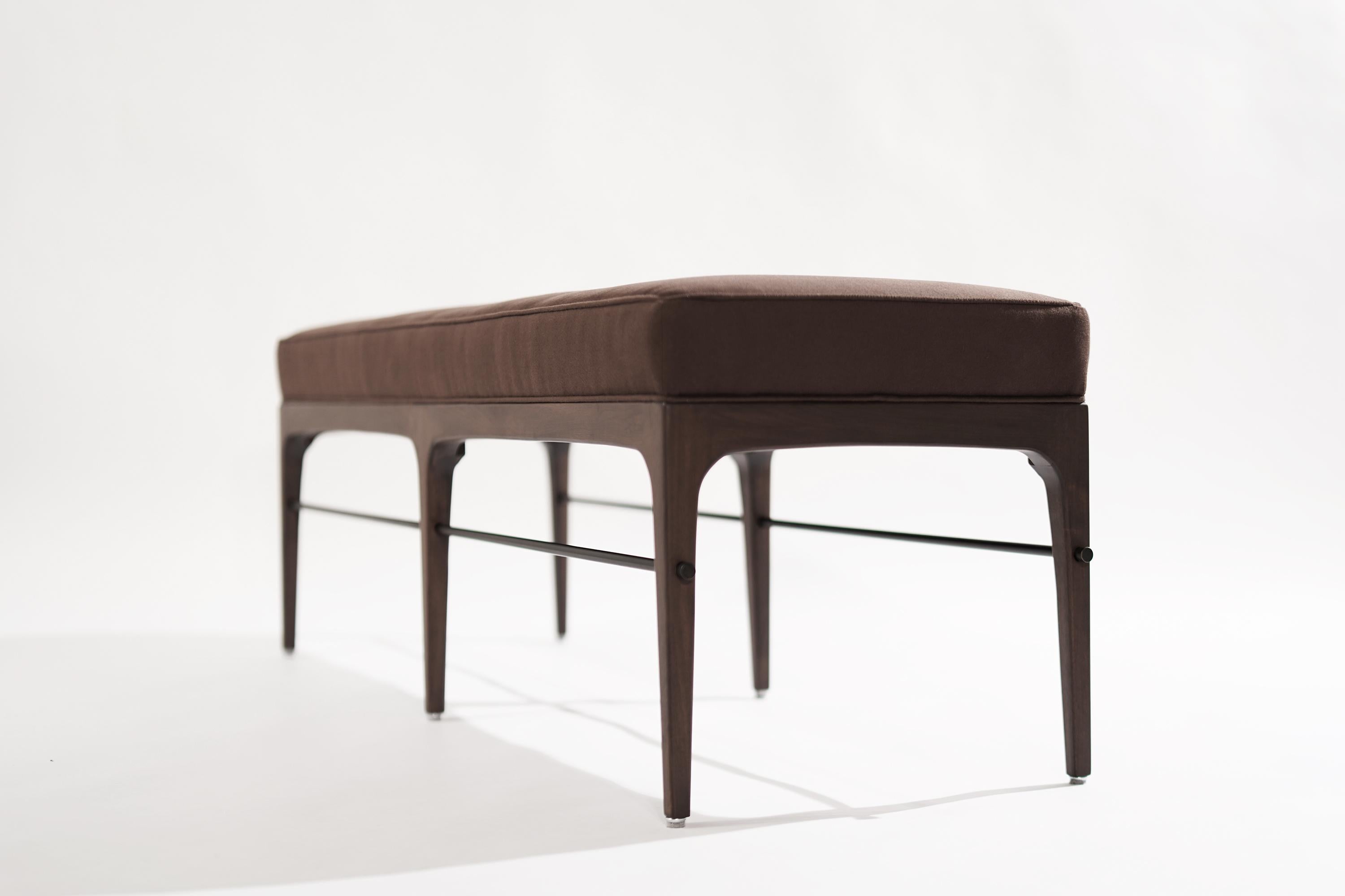 Velvet Linear Bench in Dark Wanut Series 60 by Stamford Modern For Sale