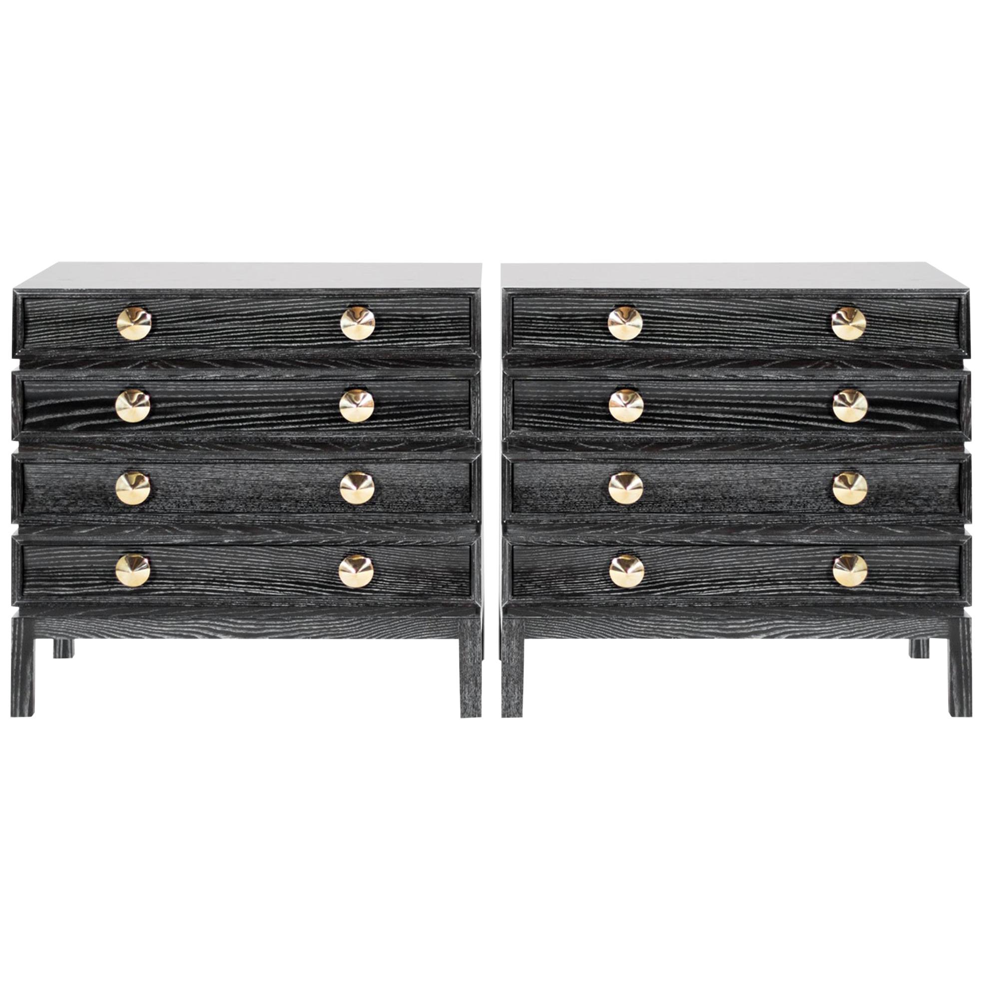 Stacked Bedside Tables in Black Ceruse