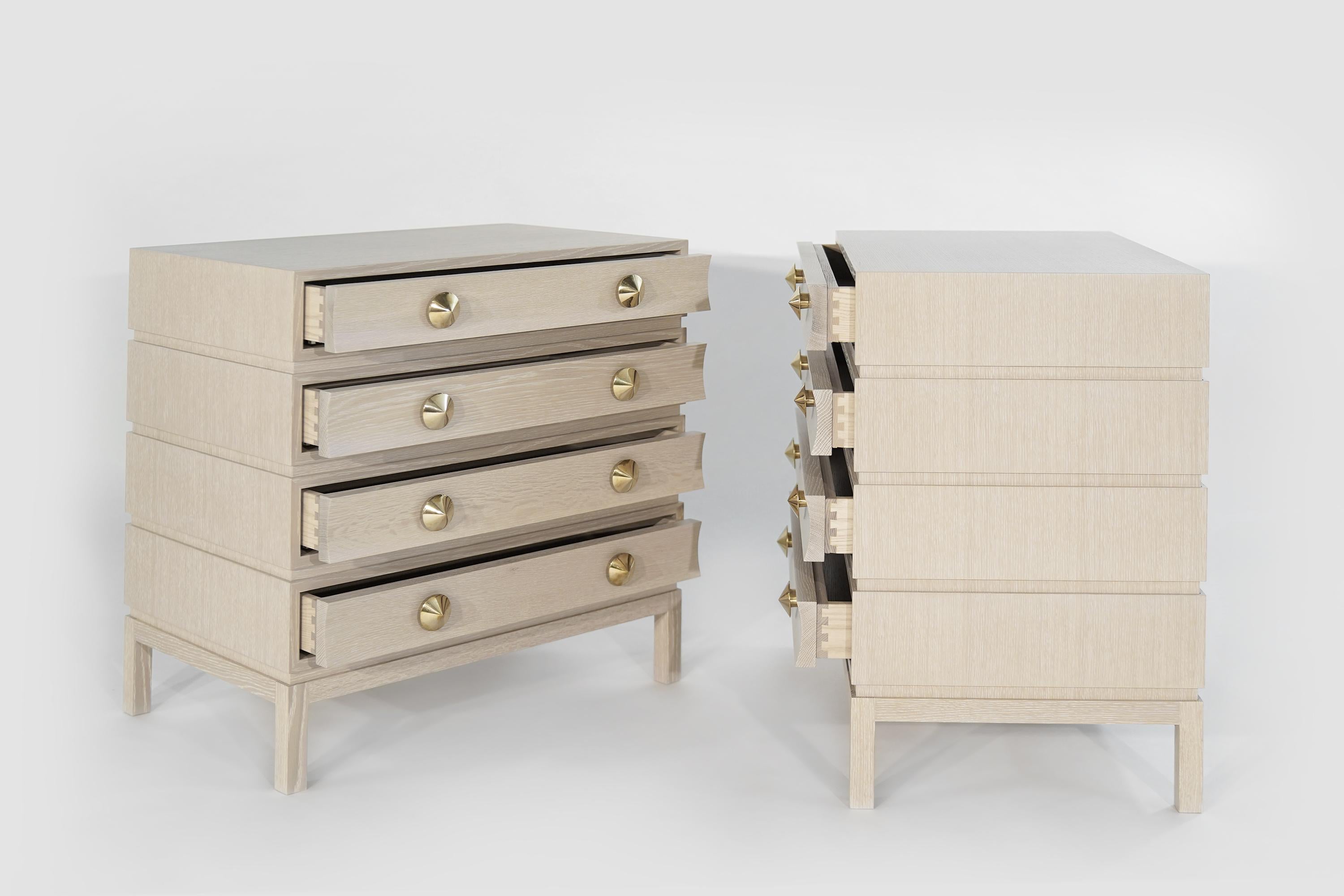 American Stacked Chests of Drawers in Limed Oak For Sale