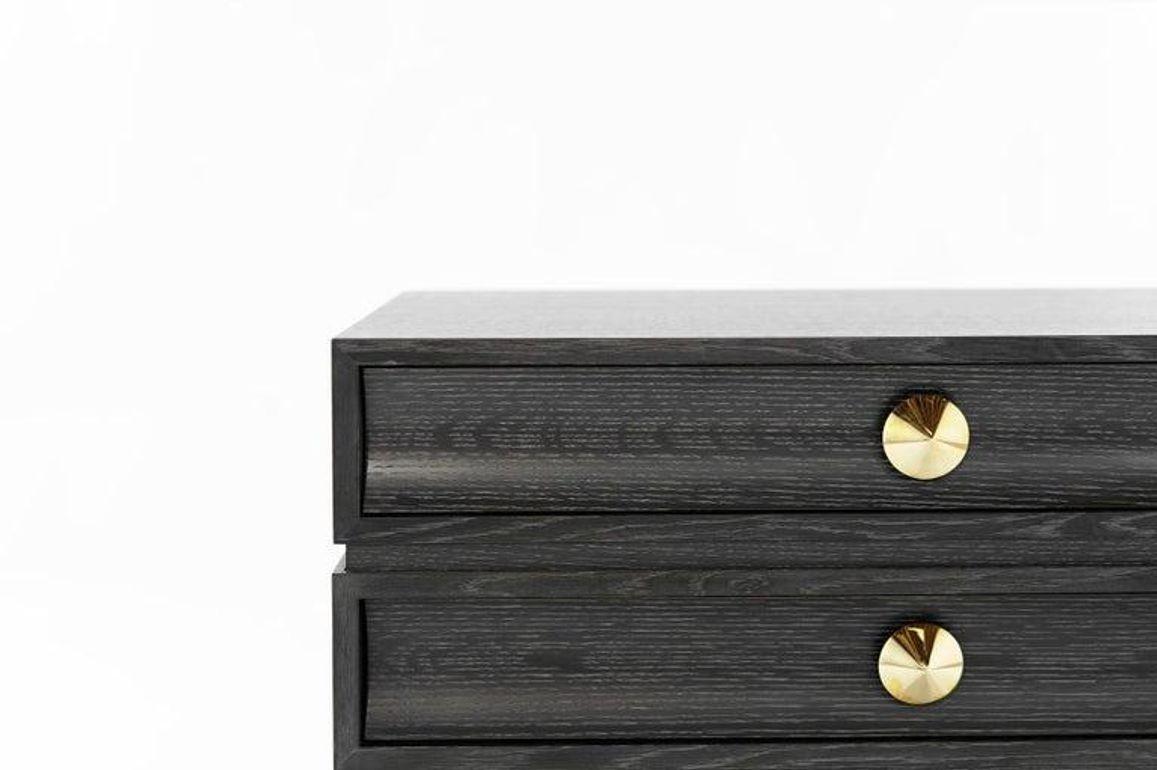 Stacked End Tables in Black Ceruse For Sale 4