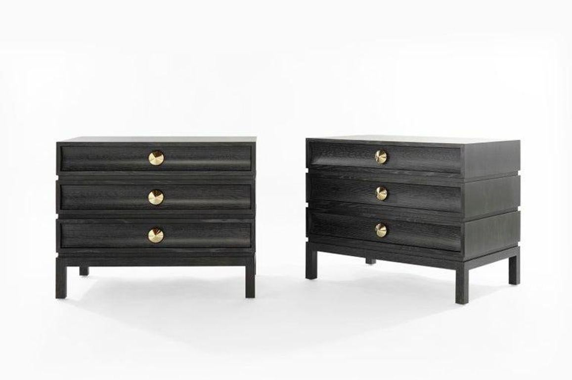 American Stacked End Tables in Black Ceruse For Sale