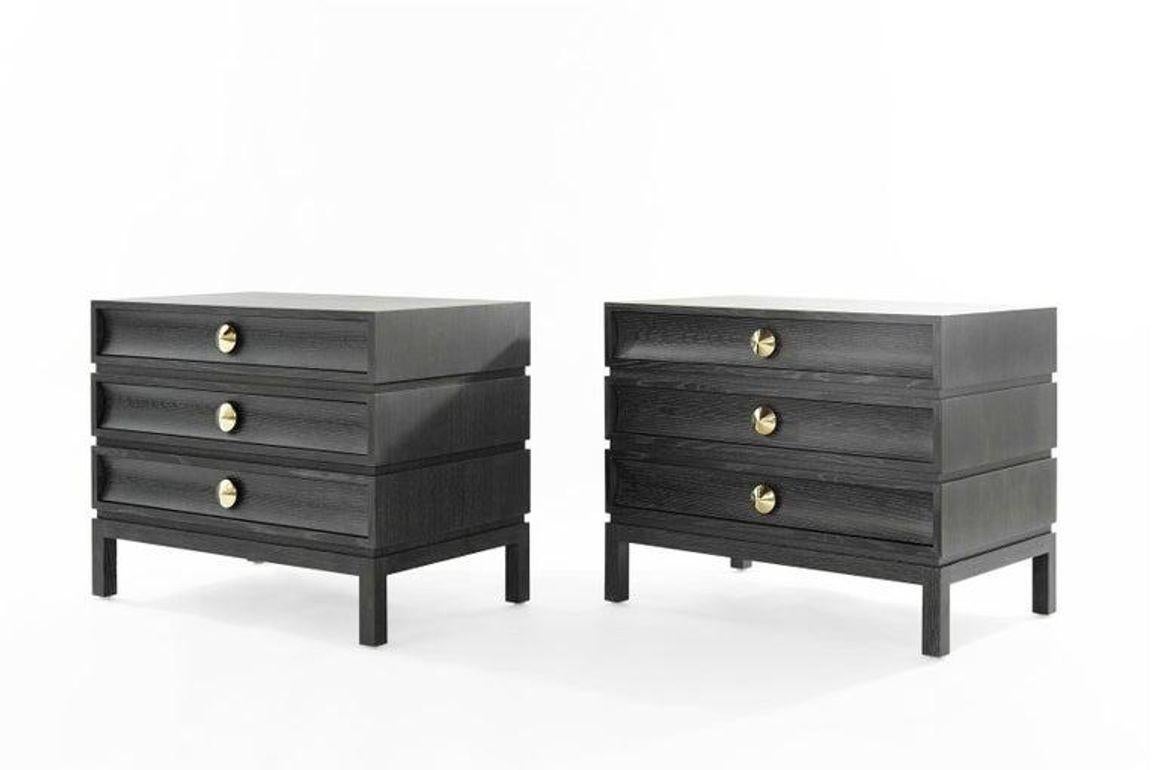 Stacked End Tables in Black Ceruse In New Condition For Sale In Westport, CT