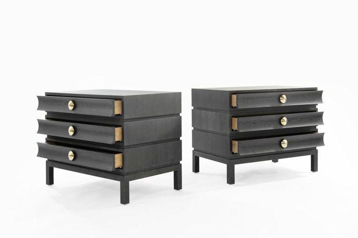 Contemporary Stacked End Tables in Black Ceruse For Sale