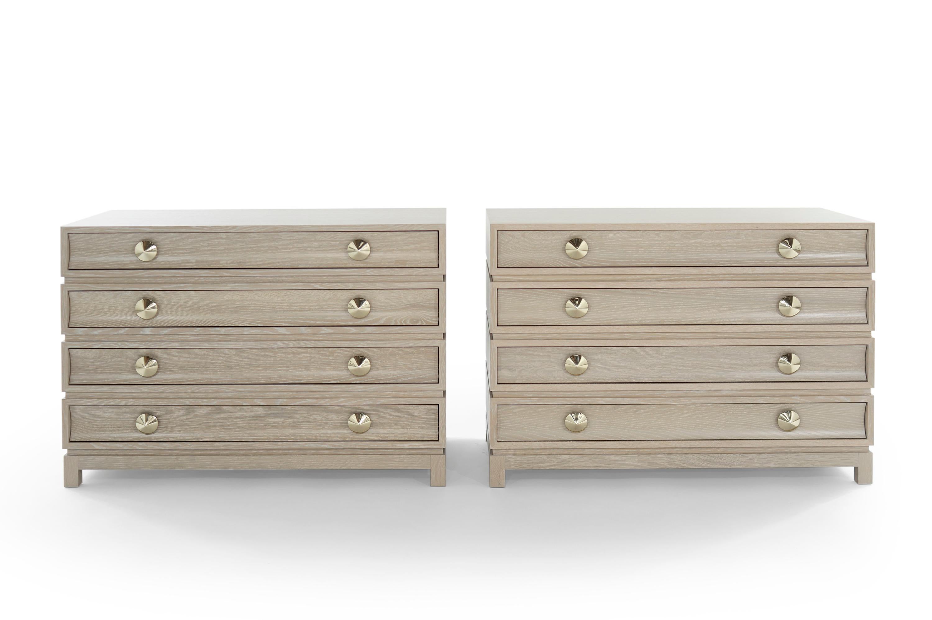 Inspired by the iconic designer Paul Frankl, these rustic modern dressers blend timeless elegance with contemporary flair. The oversized drawer frames and subtly curved fronts create a playful asymmetry, while notched sides add a unique touch,