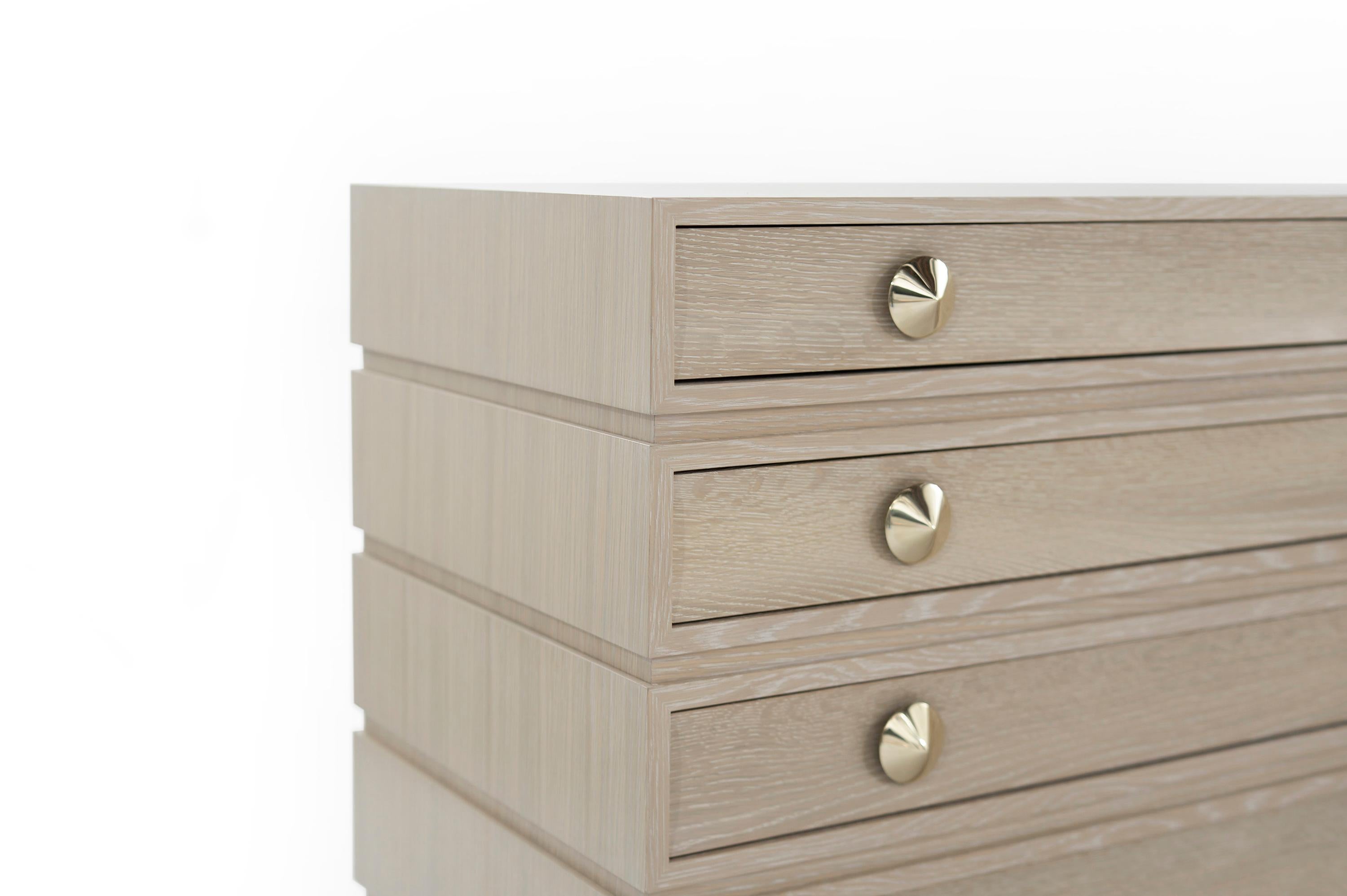 Contemporary Stacked Dressers in Limed Oak For Sale