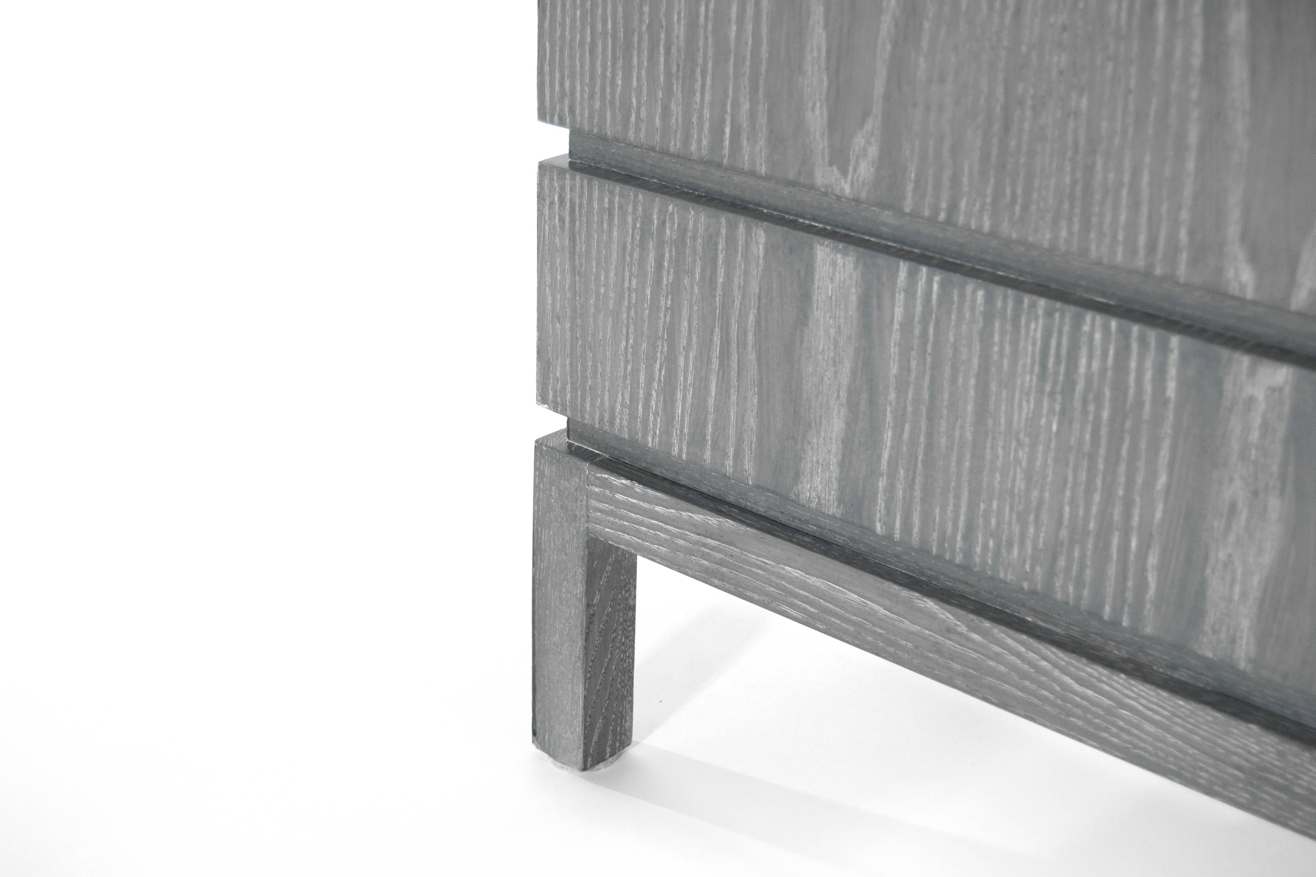 Contemporary Stacked End Tables in Grey Ceruse For Sale