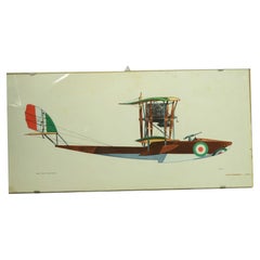 Stampa a colori 1950 di idrocaccia Macchi L3 monomotore Macchi-Nieuport Varese