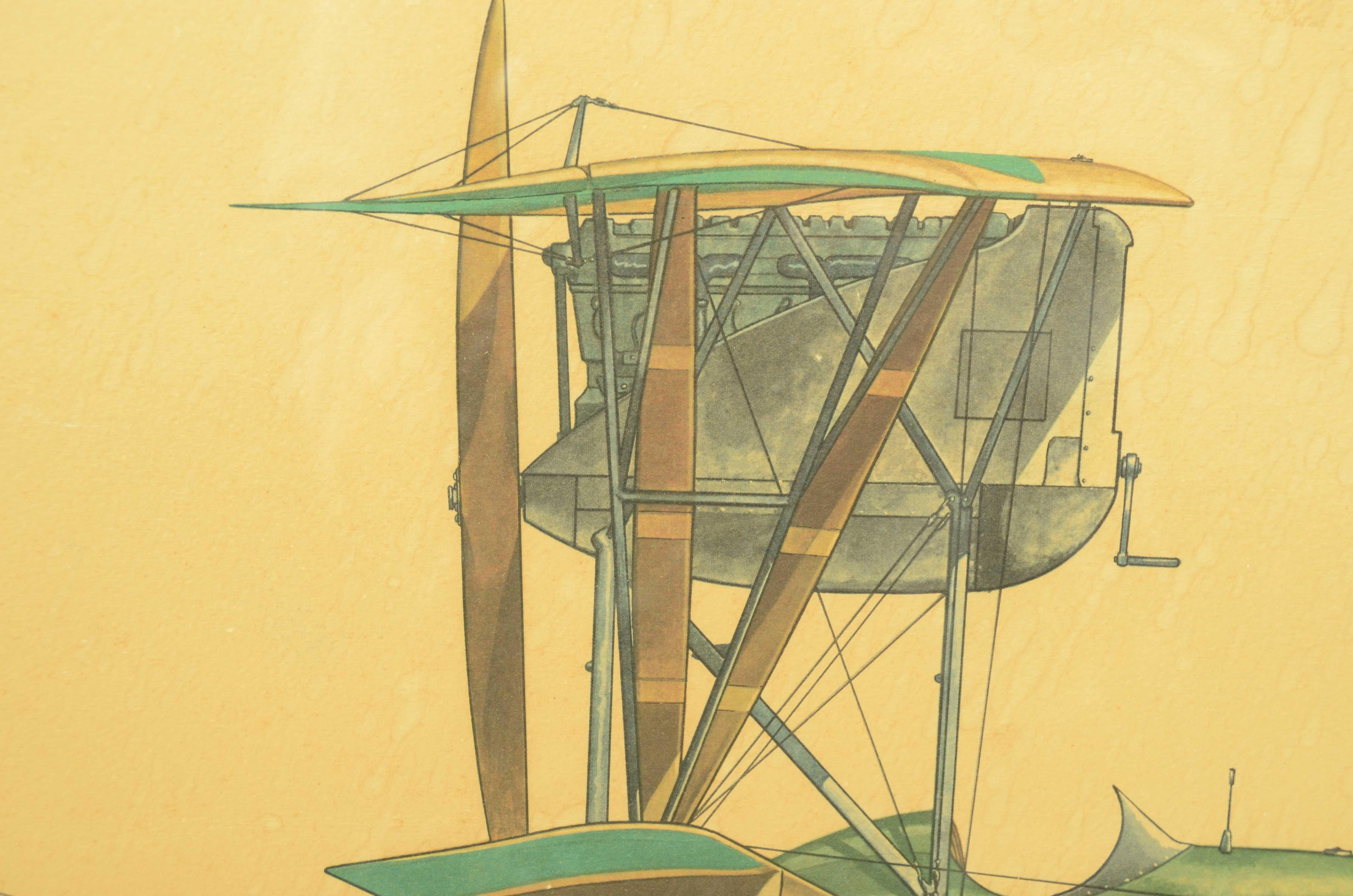 Stampa a colori 1950 raffigurante idrocaccia Macchi M5 Macchi-Nieuport Varese in vendita 6