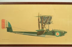 Stampa a colori 1950 raffigurante idrocaccia Macchi M5 Macchi-Nieuport Varese