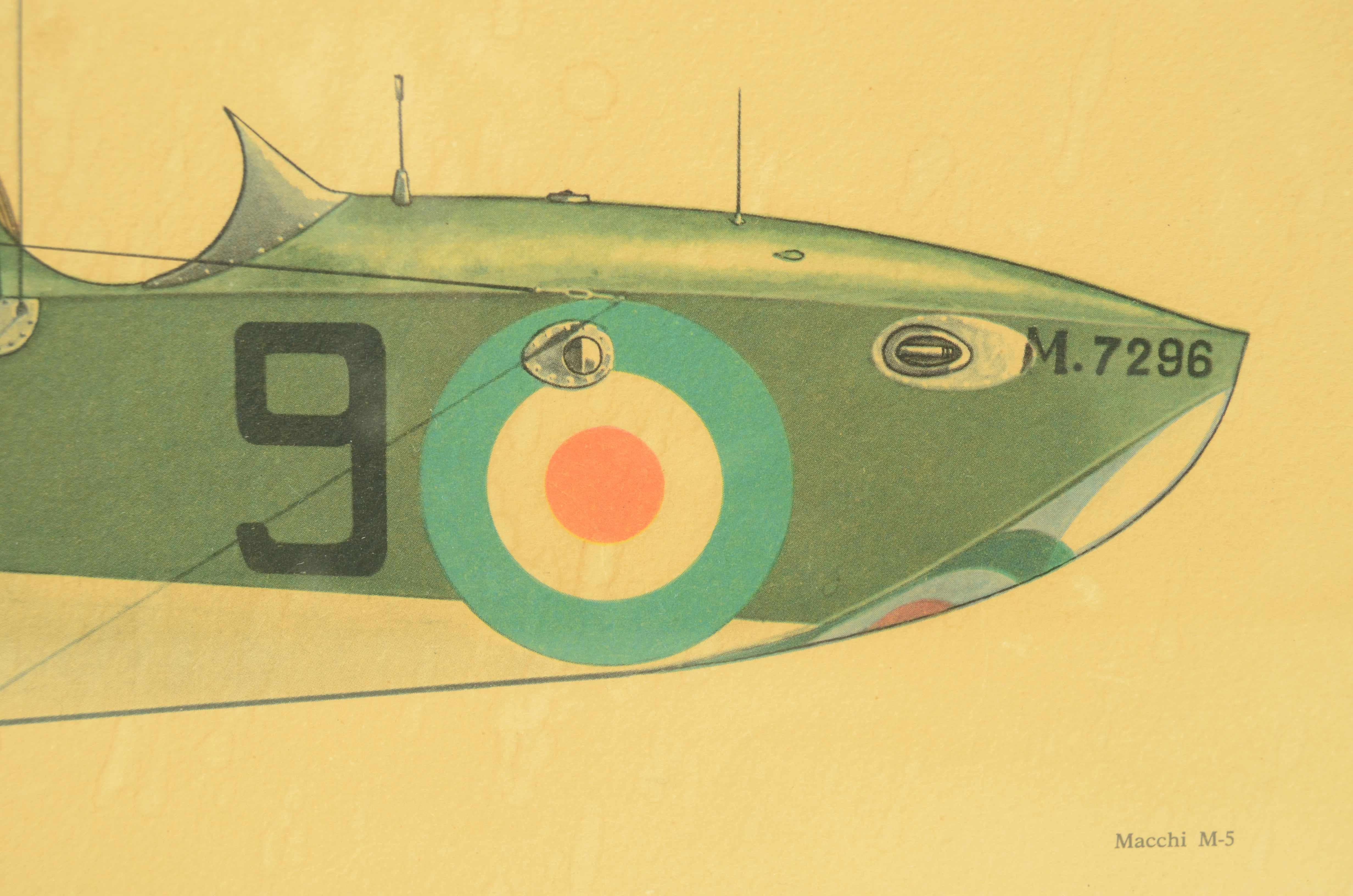 20th Century Stampa a colori 1950 raffigurante idrocaccia Macchi M5 Macchi-Nieuport Varese in vendita