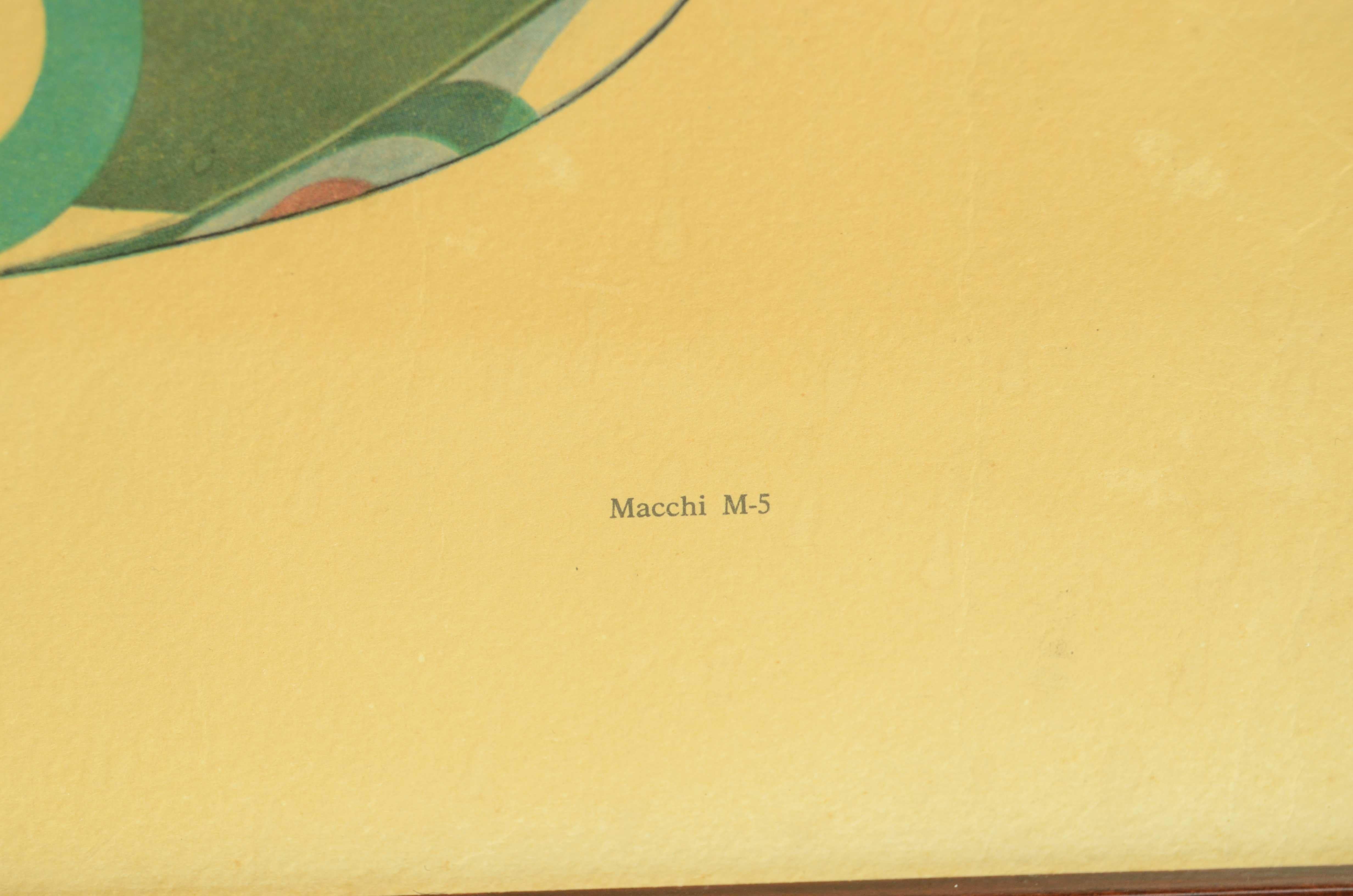 Carta Stampa a colori 1950 raffigurante idrocaccia Macchi M5 Macchi-Nieuport Varese in vendita