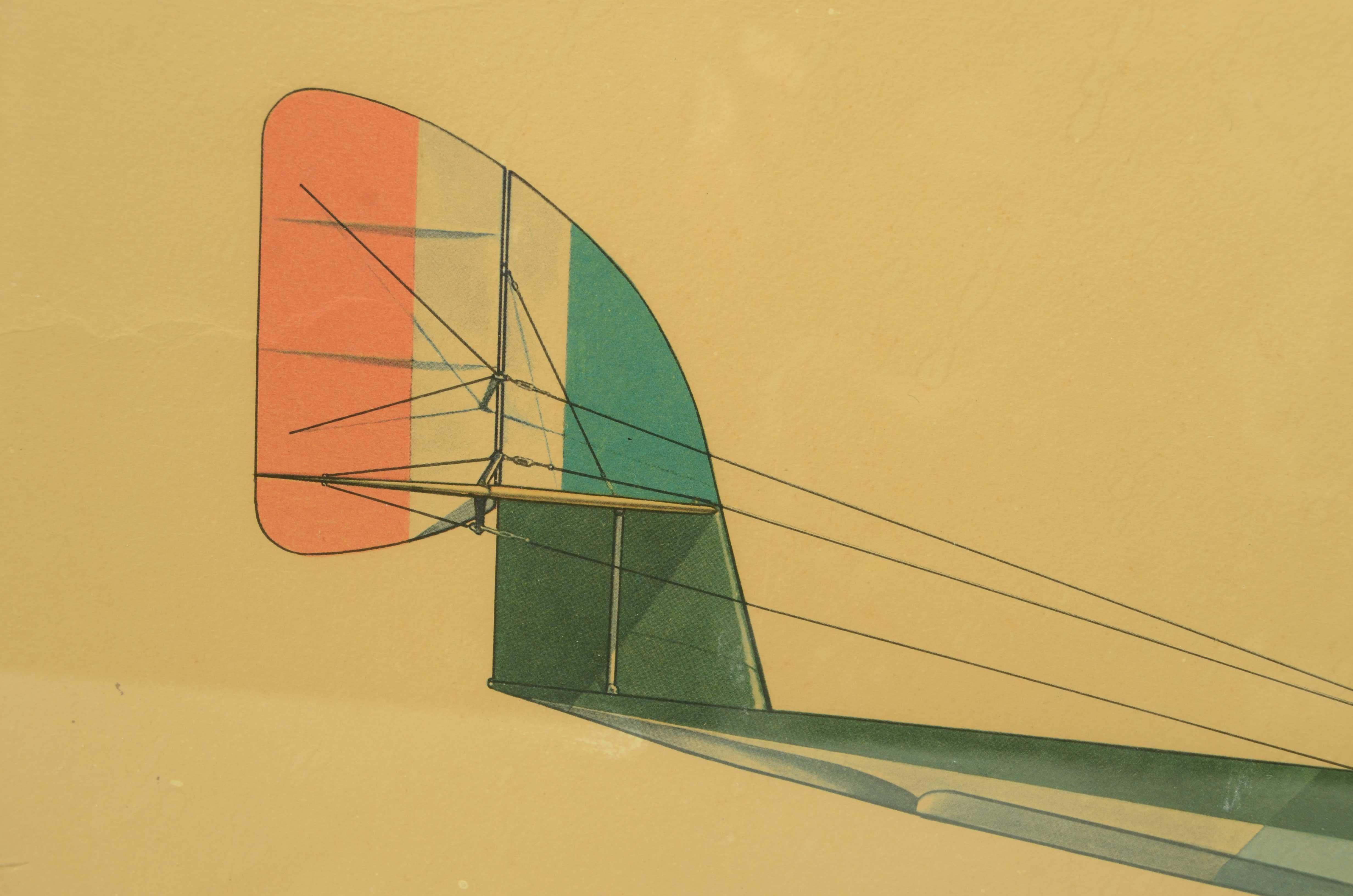 Stampa a colori 1950 raffigurante idrocaccia Macchi M5 Macchi-Nieuport Varese in vendita 1