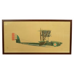 Stampa a colori 1950 raffigurante idrocaccia Macchi M5 Macchi-Nieuport Varese
