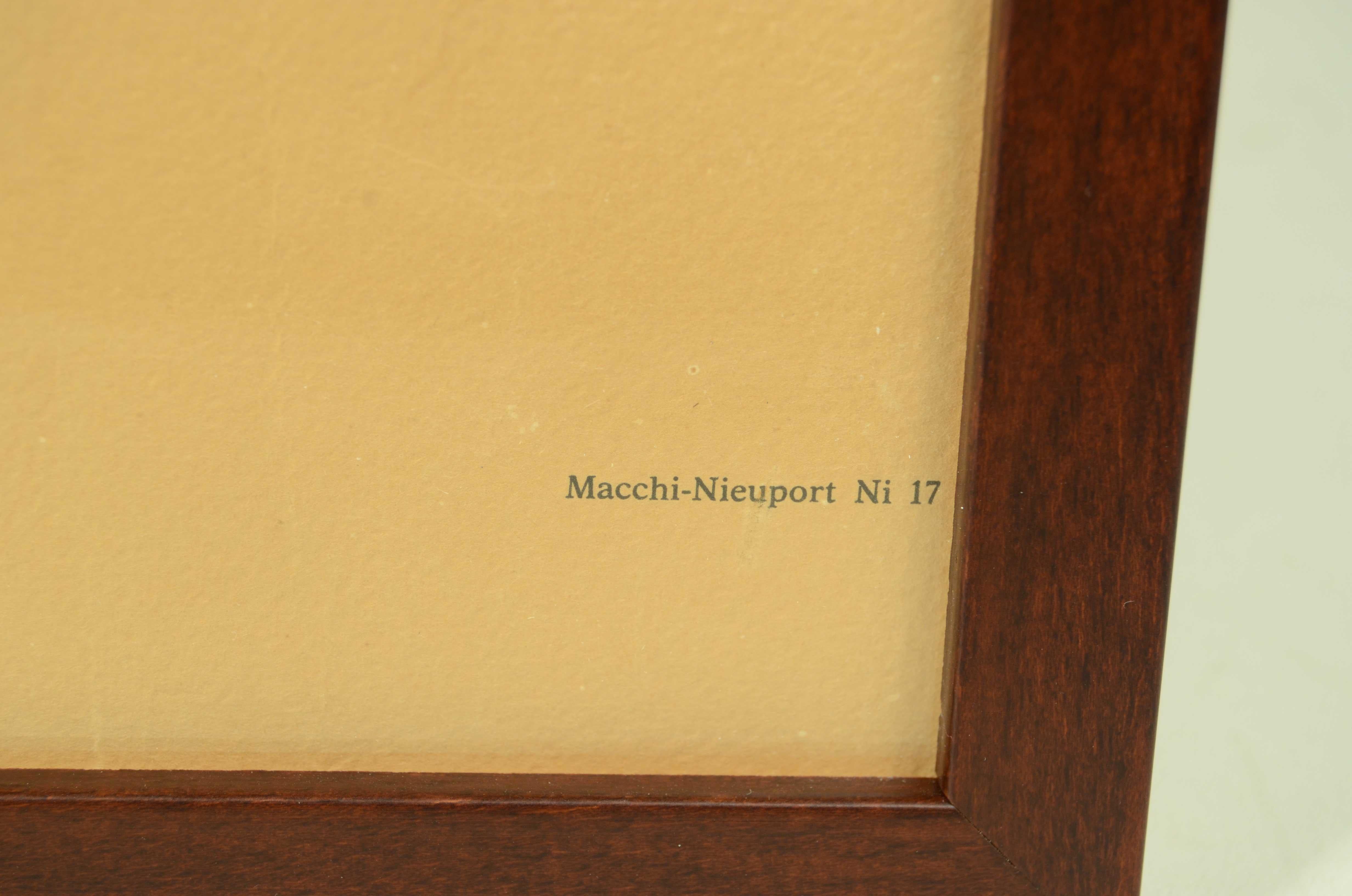 Stampa a colori anni cinquanta di un caccia biplano Ni 17 Macchi Nieuport Varese in vendita 5