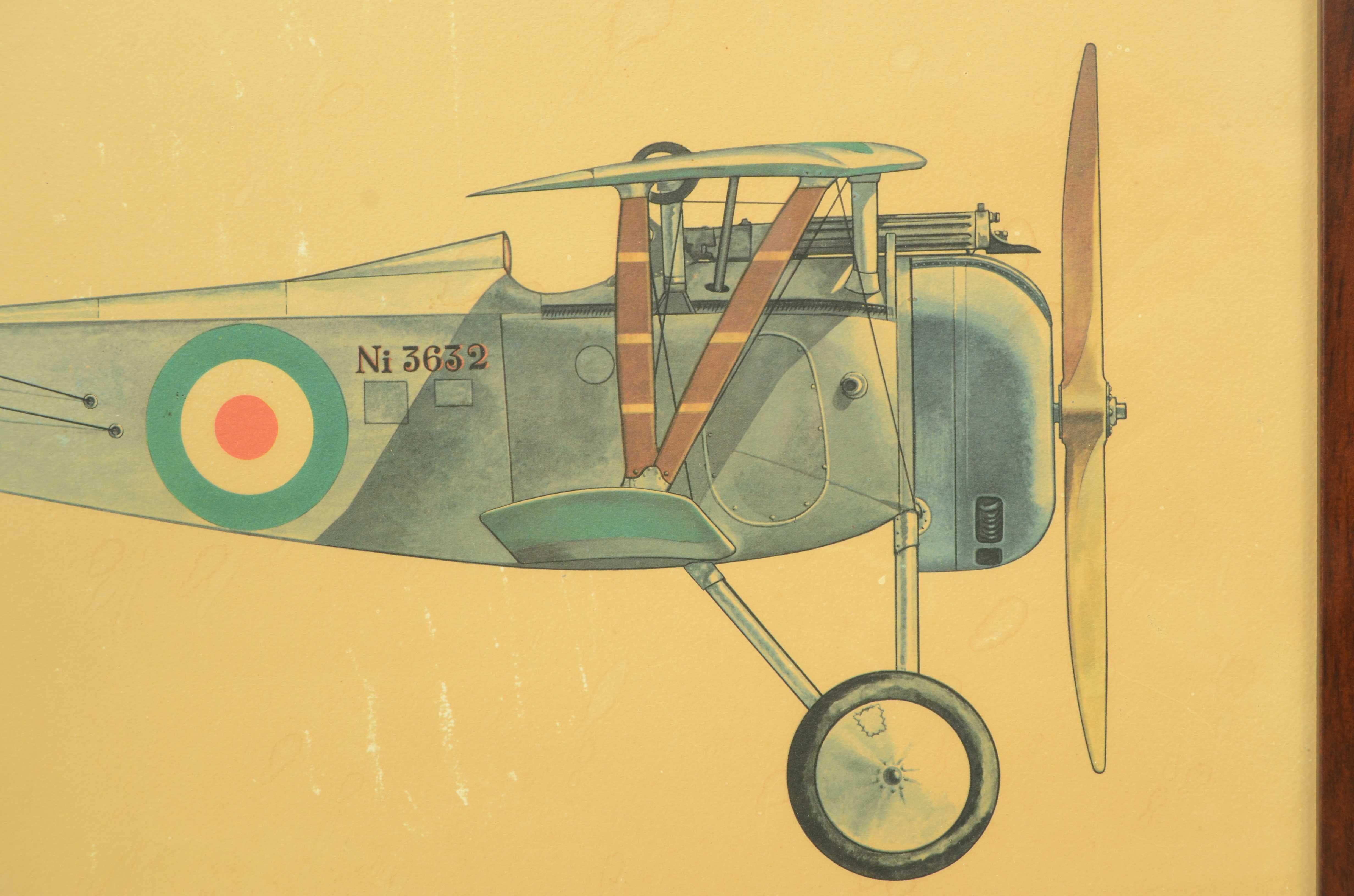 Stampa a colori anni cinquanta di un caccia biplano Ni 17 Macchi Nieuport Varese In condizioni buone in vendita a Milan, IT