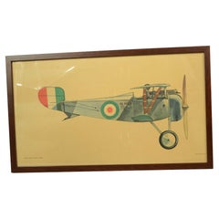 Stampa a colori anni cinquanta di un caccia biplano Ni 17 Macchi Nieuport Varese
