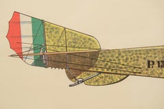 Stampa a colori anni cinquanta raffigurante il Pomilio P.E. biplano del 1917