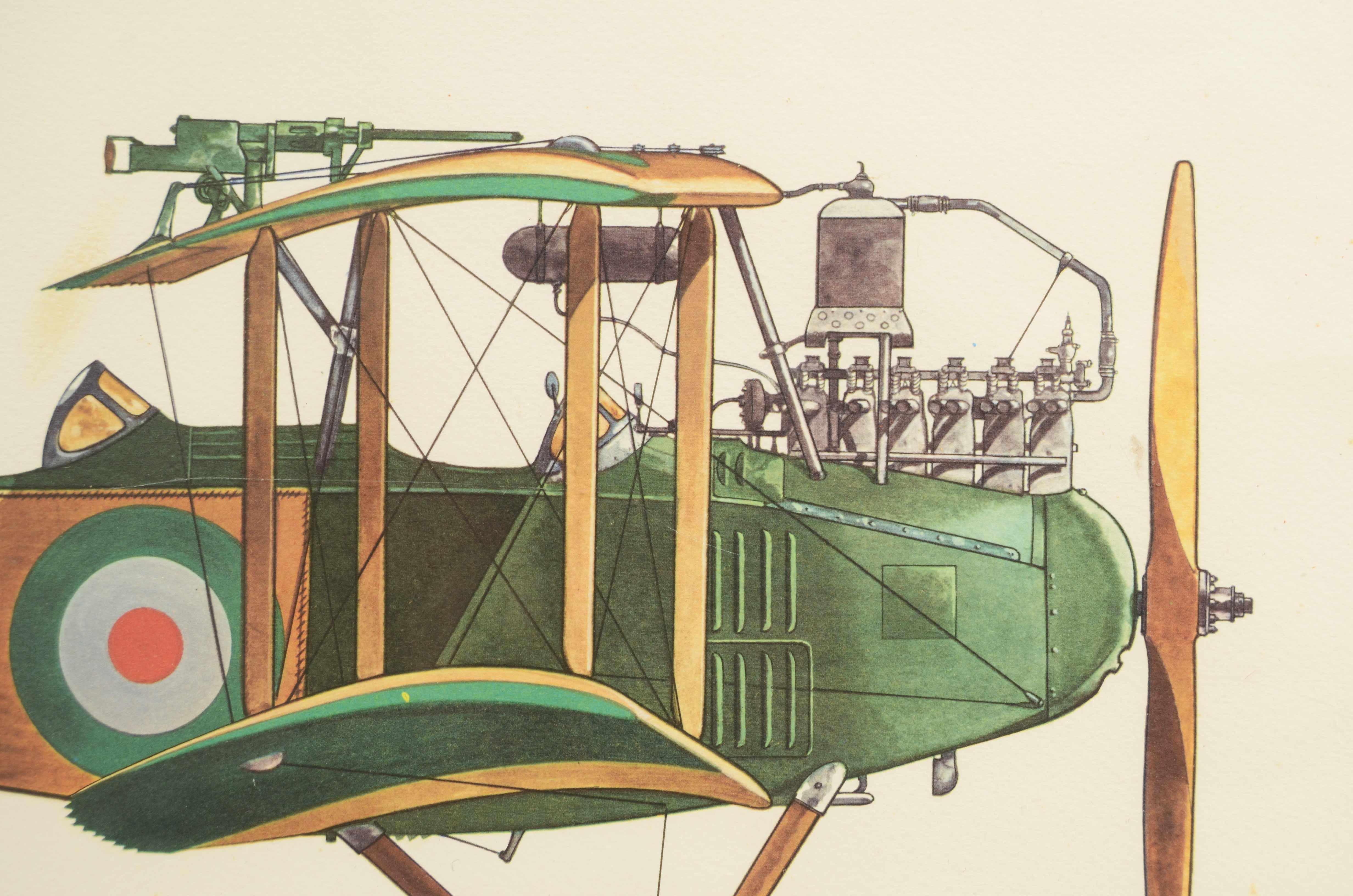 Impression couleur des années 1950 représentant le biplan monomoteur SAML S 2 1917 en vente 1