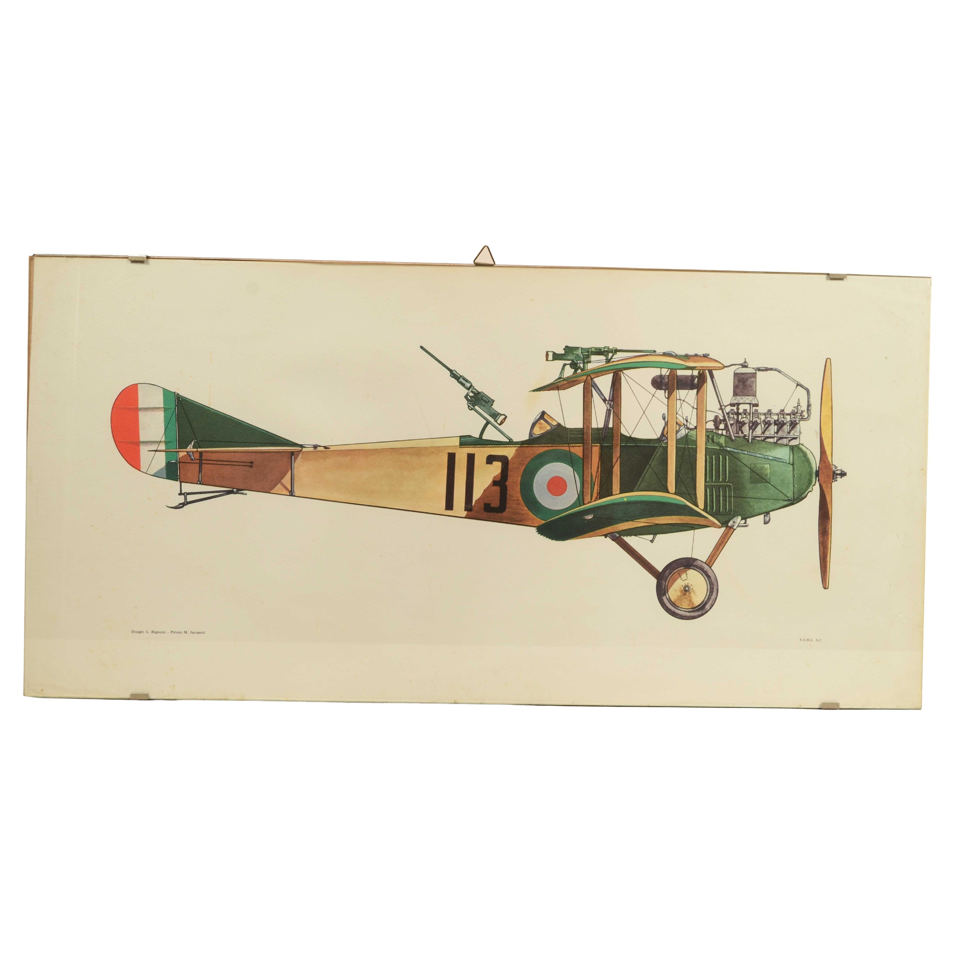 Color print from the 1950s depicting the single-engine biplane SAML S 2 1917