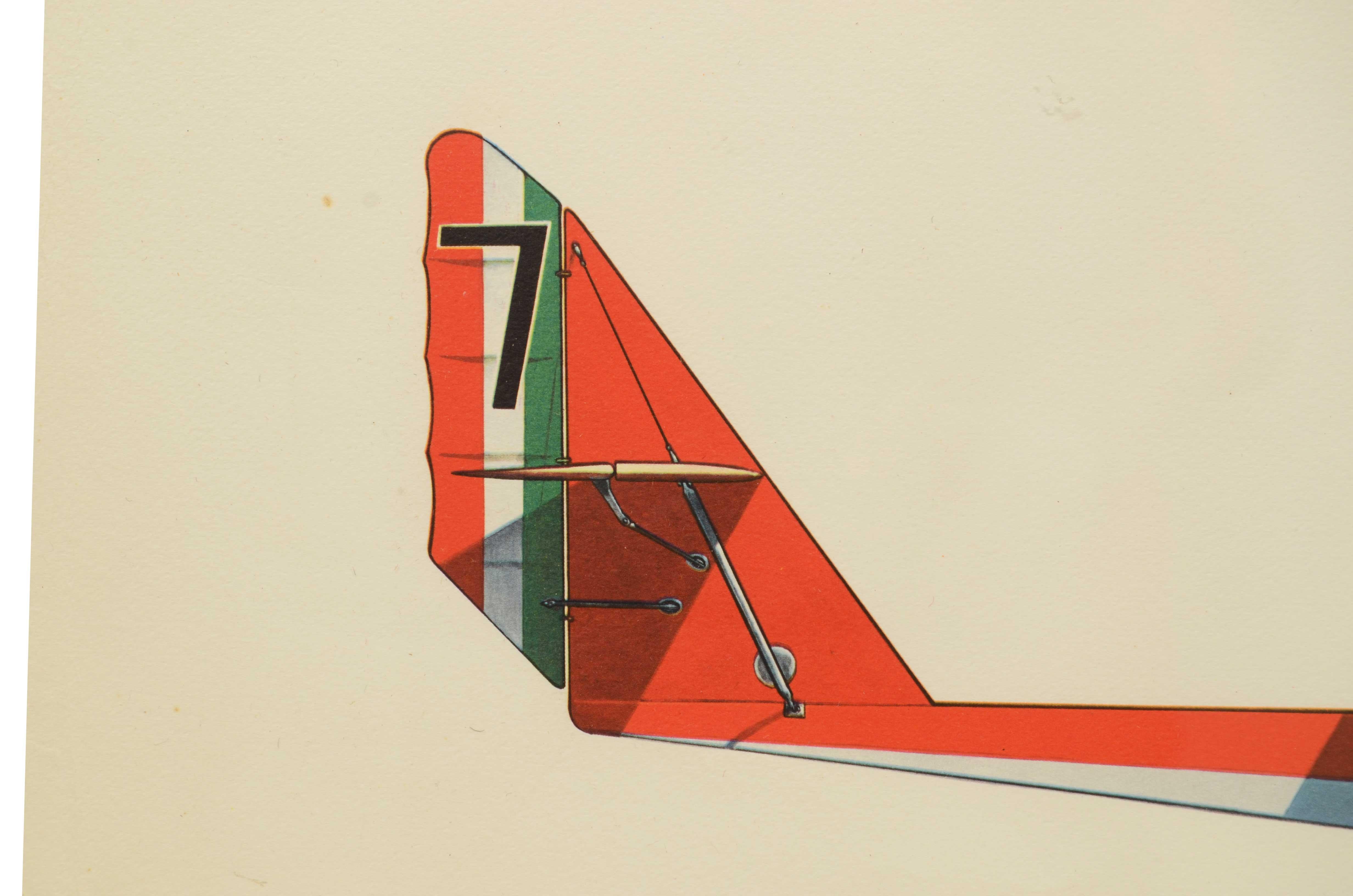 Tirage couleur des années 1950 représentant l'hydravion biplan SIAI 1919 Bon état - En vente à Milan, IT