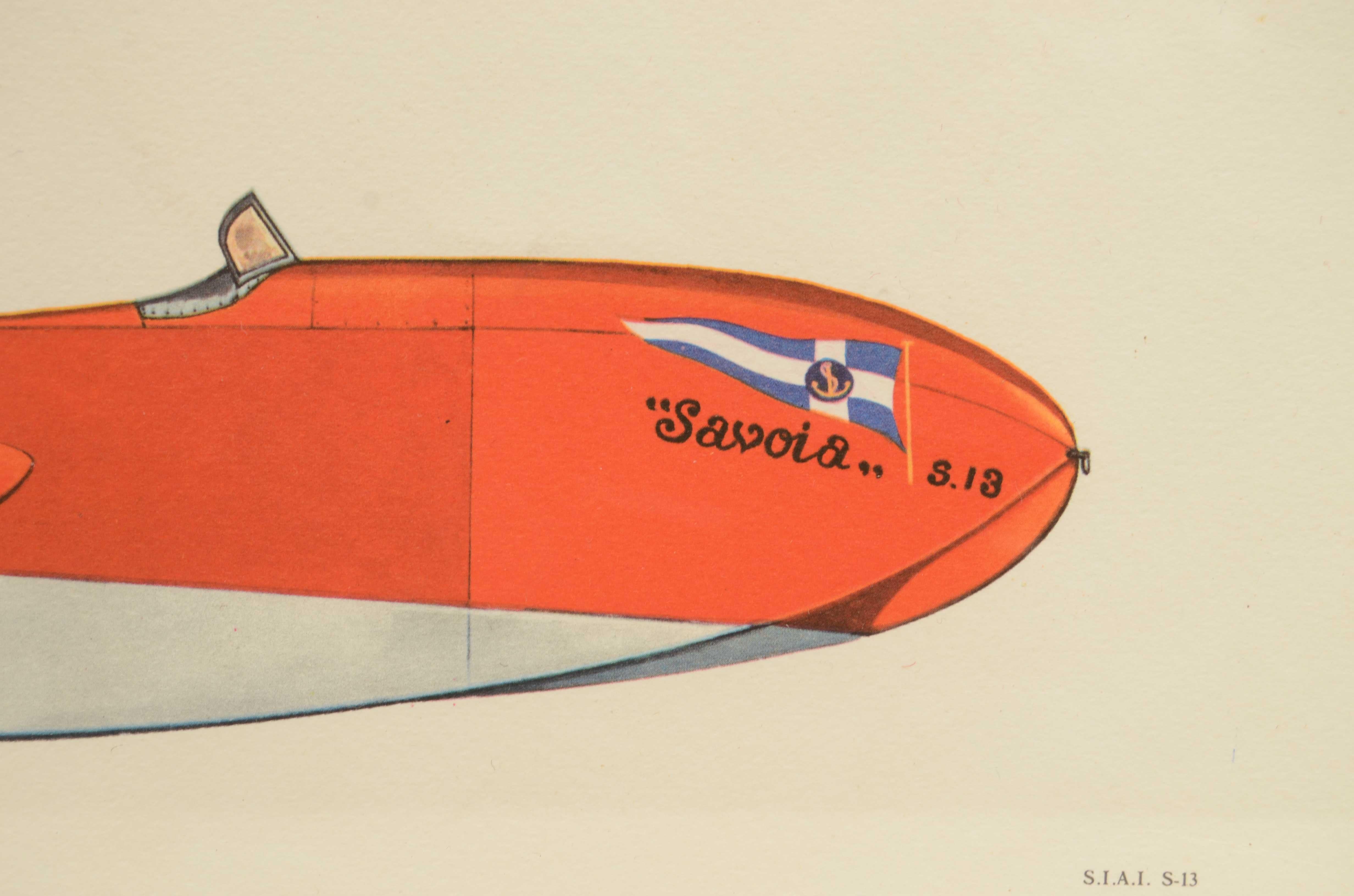 Tirage couleur des années 1950 représentant l'hydravion biplan SIAI 1919 en vente 1