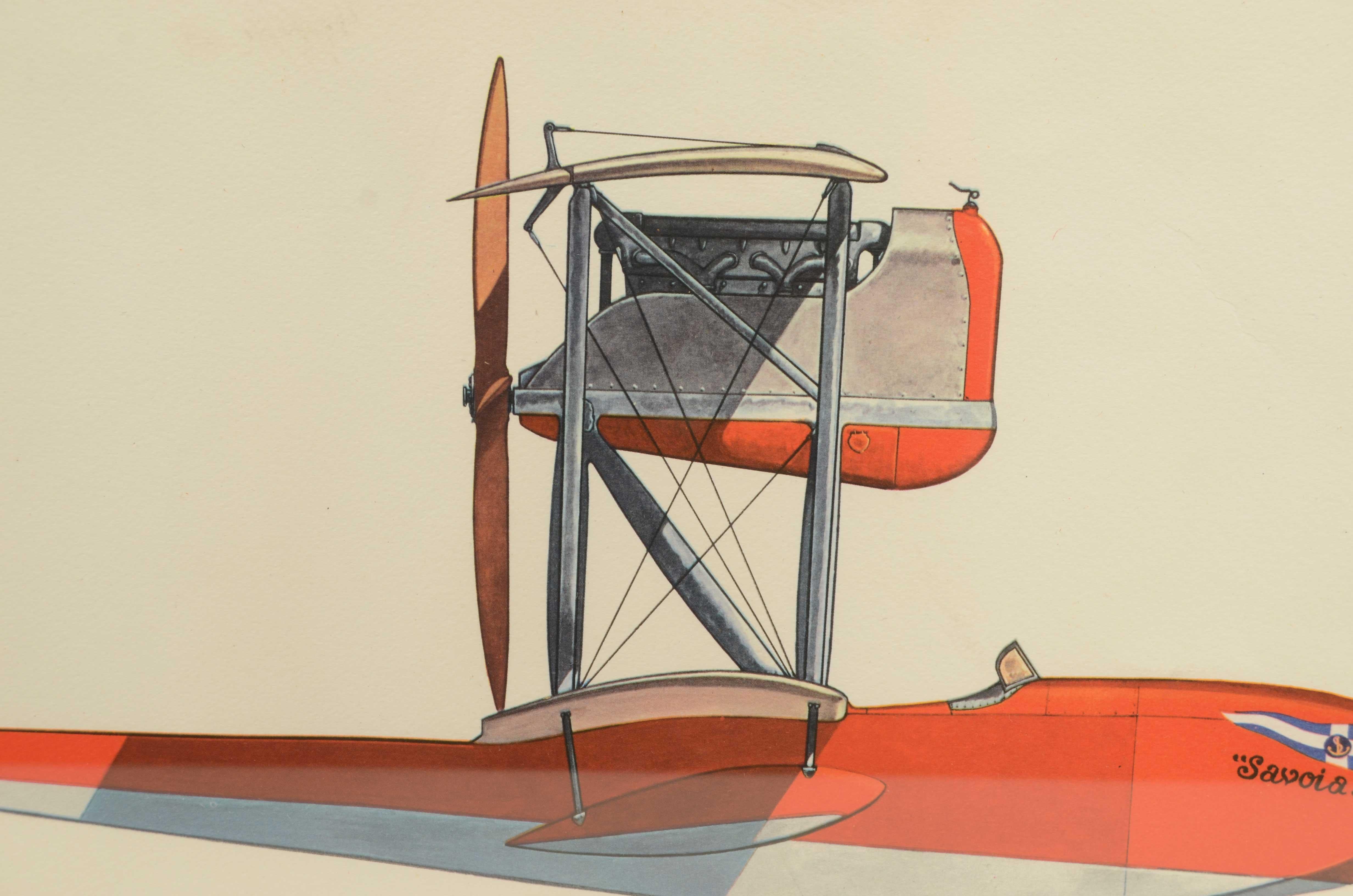Tirage couleur des années 1950 représentant l'hydravion biplan SIAI 1919 en vente 2