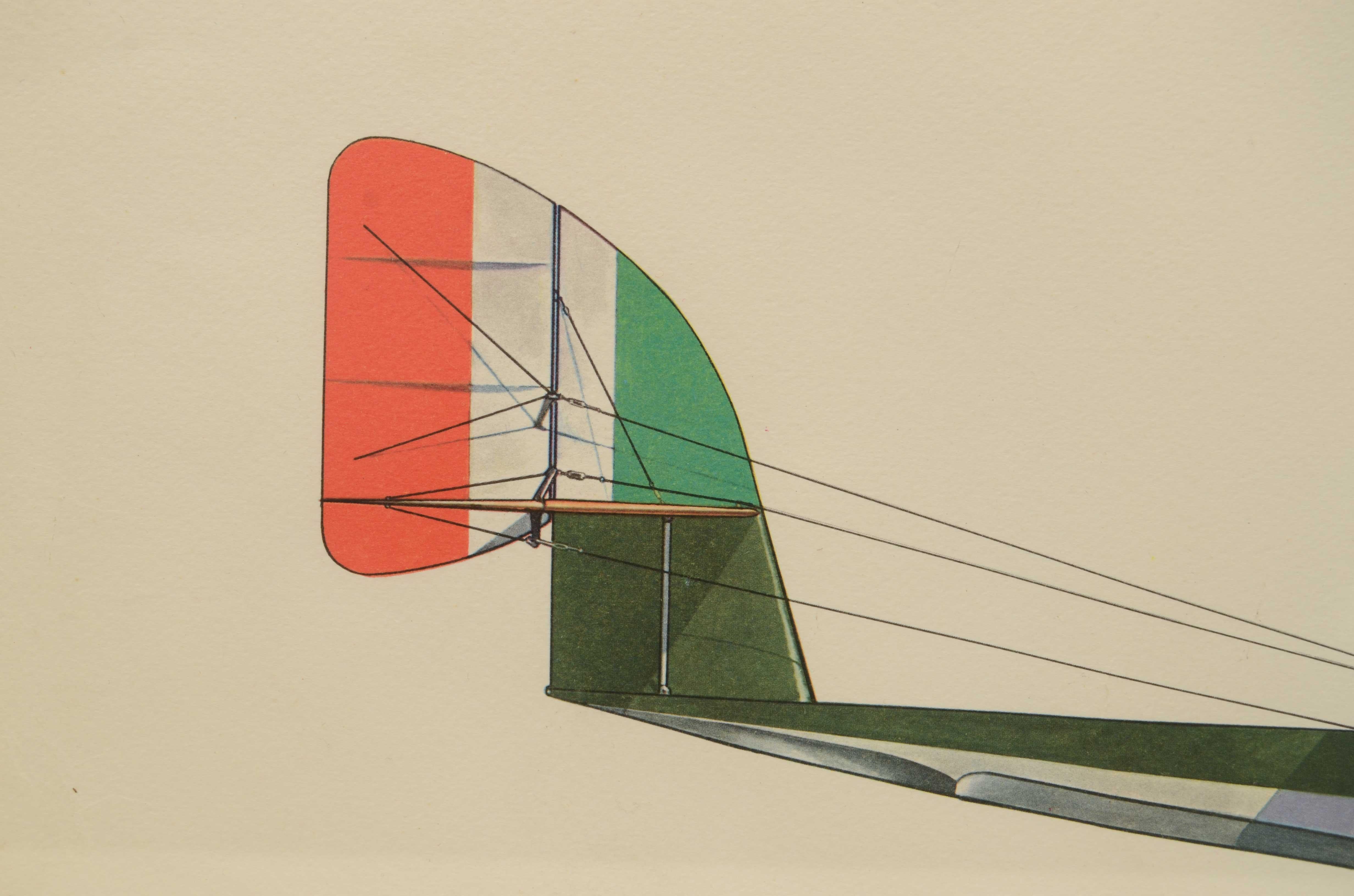 Impression en couleur des années 1950 représentant un hydro-croiseur Macchi M5 1917 Bon état - En vente à Milan, IT