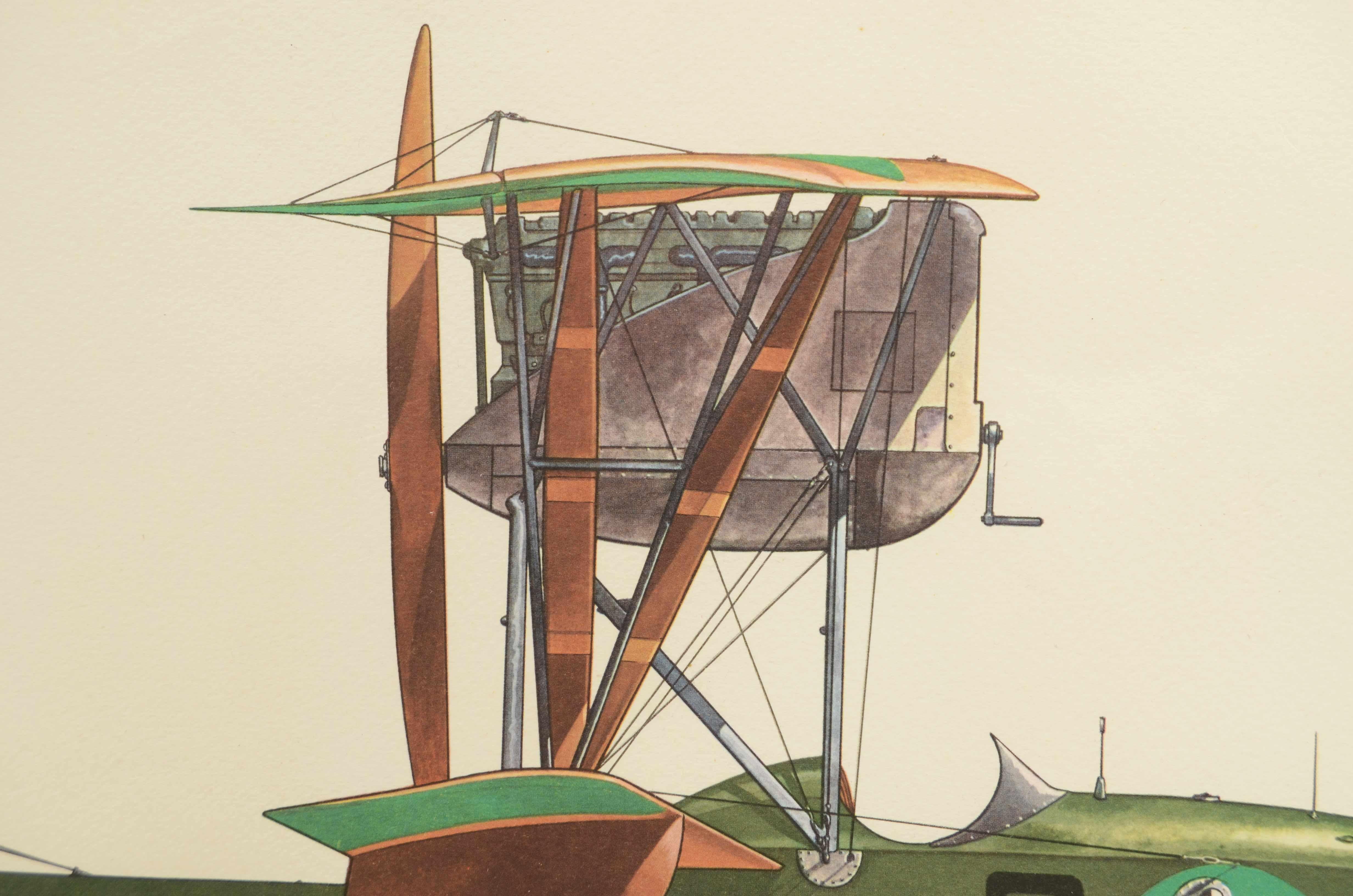 Impression en couleur des années 1950 représentant un hydro-croiseur Macchi M5 1917 en vente 2