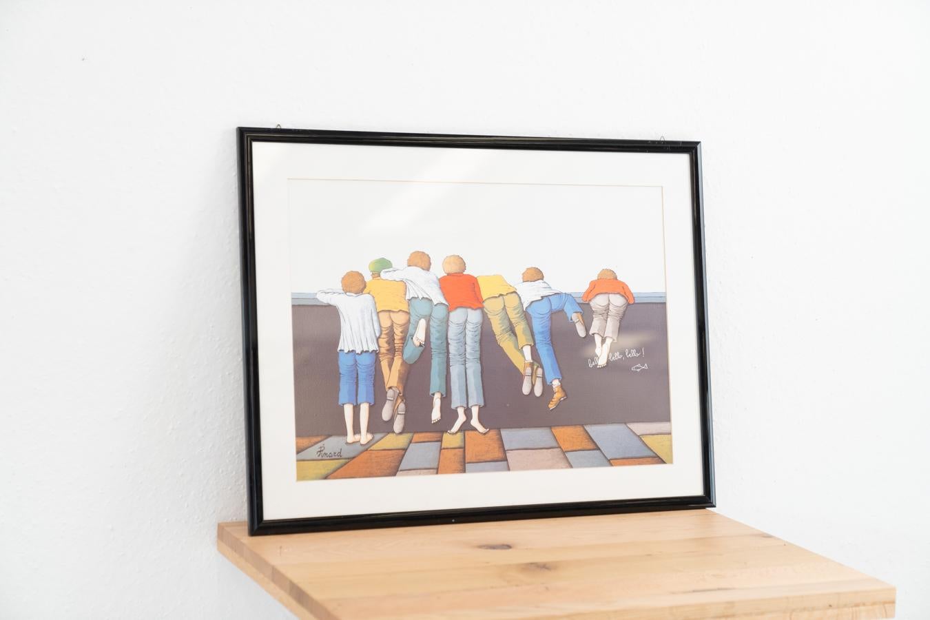 Oiled Colorful print: Children climbing, 2000 For Sale