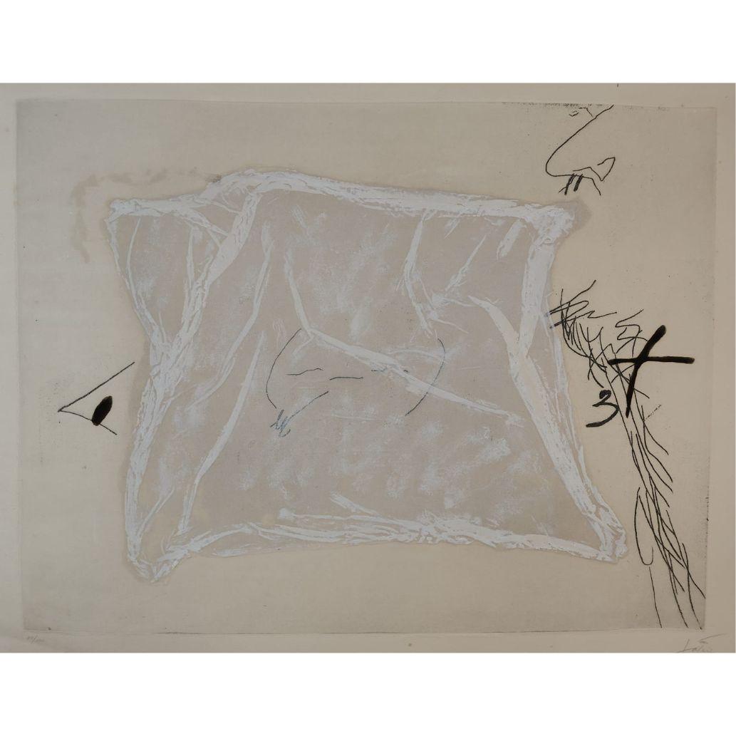 Antoni Tàpies è considerato uno degli artisti spagnoli più significativi del XX secolo ed è uno degli esponenti principali dell’informale europeo. La sua opera unisce materia, segni e simboli, spesso con un forte valore spirituale e politico. Usava