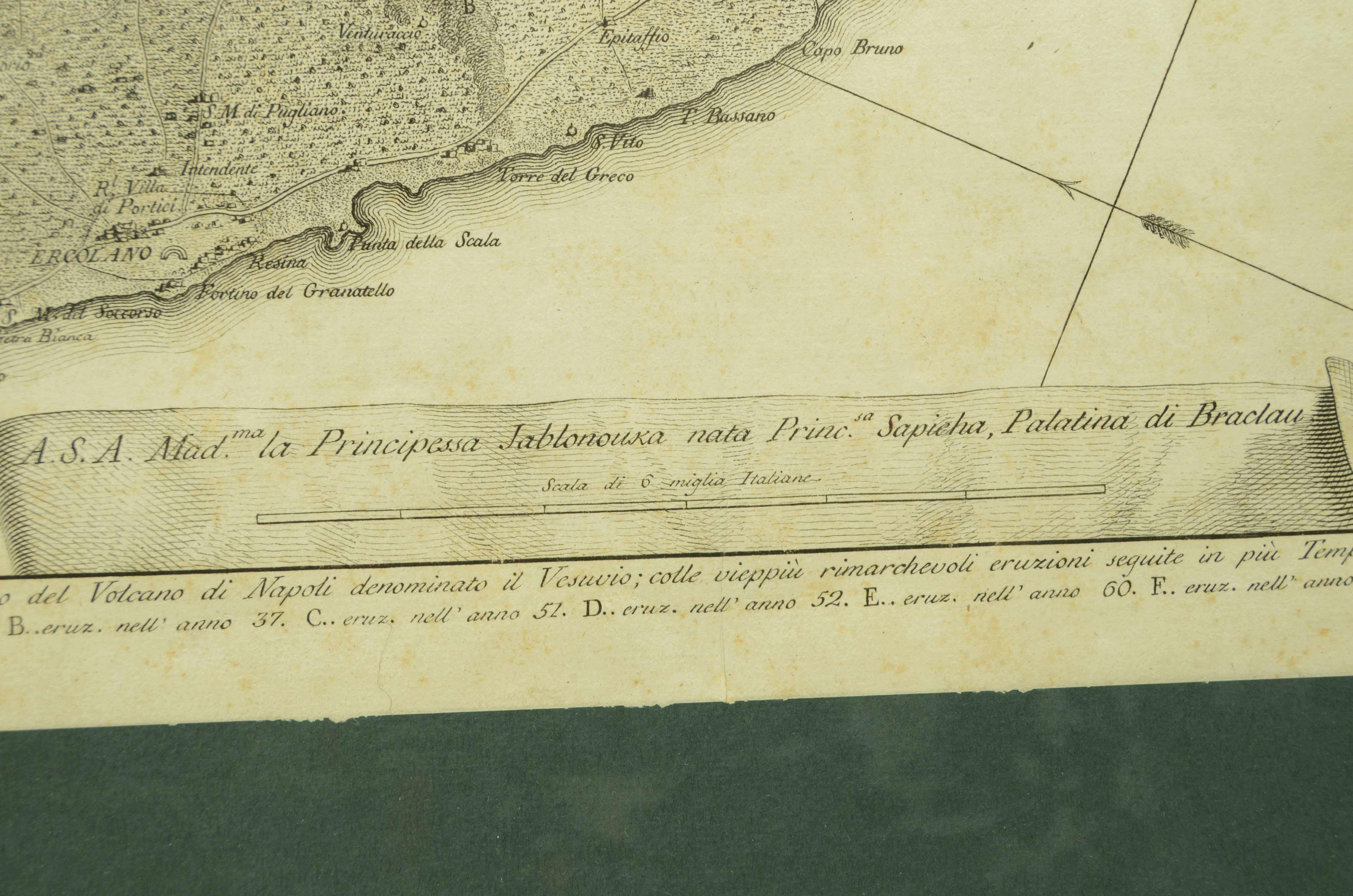 Stampa fine XVIII secolo raffigurante le eruzioni vulcaniche del Vesuvio in vendita 6