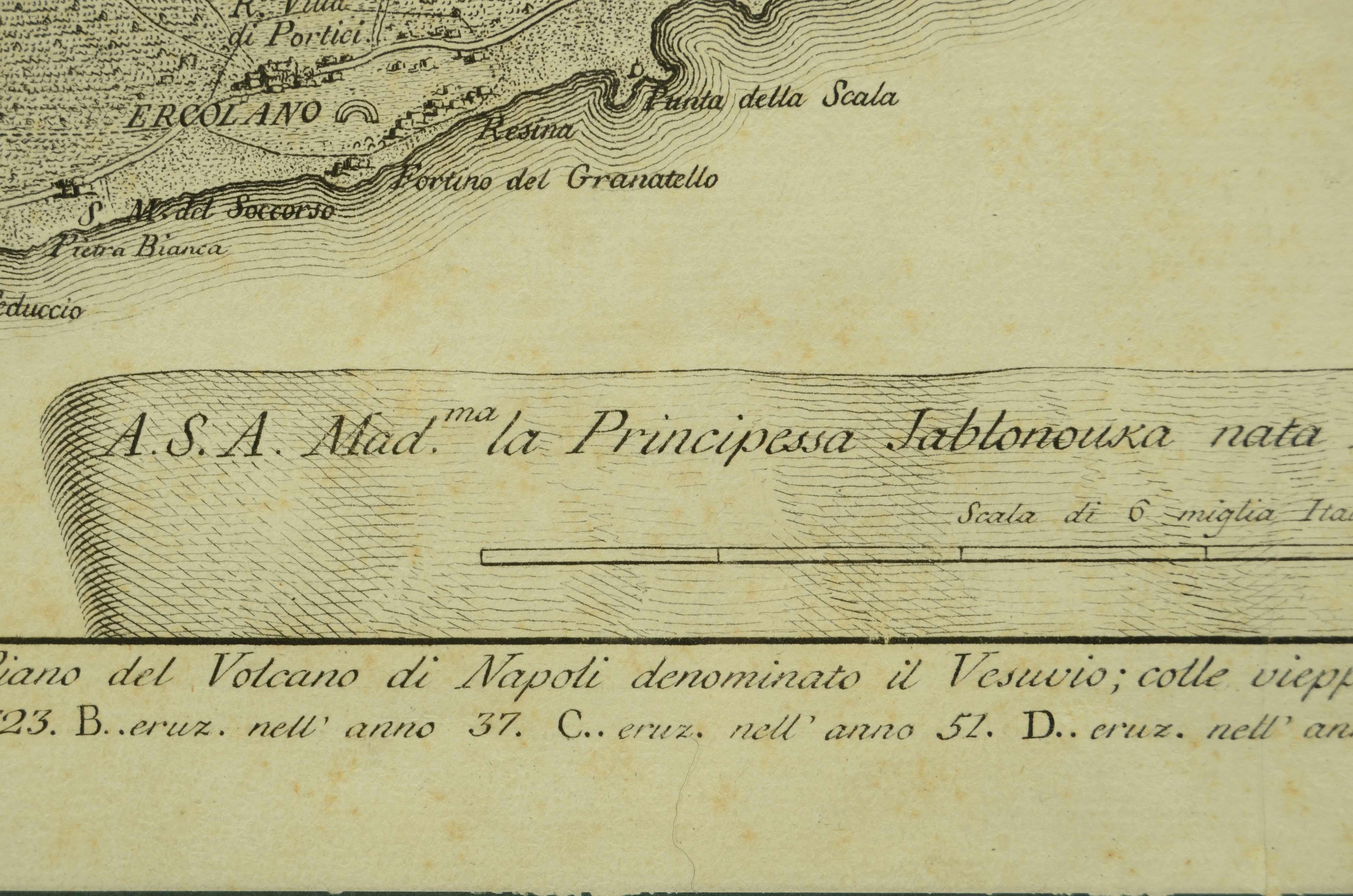 Stampa fine XVIII secolo raffigurante le eruzioni vulcaniche del Vesuvio in vendita 7